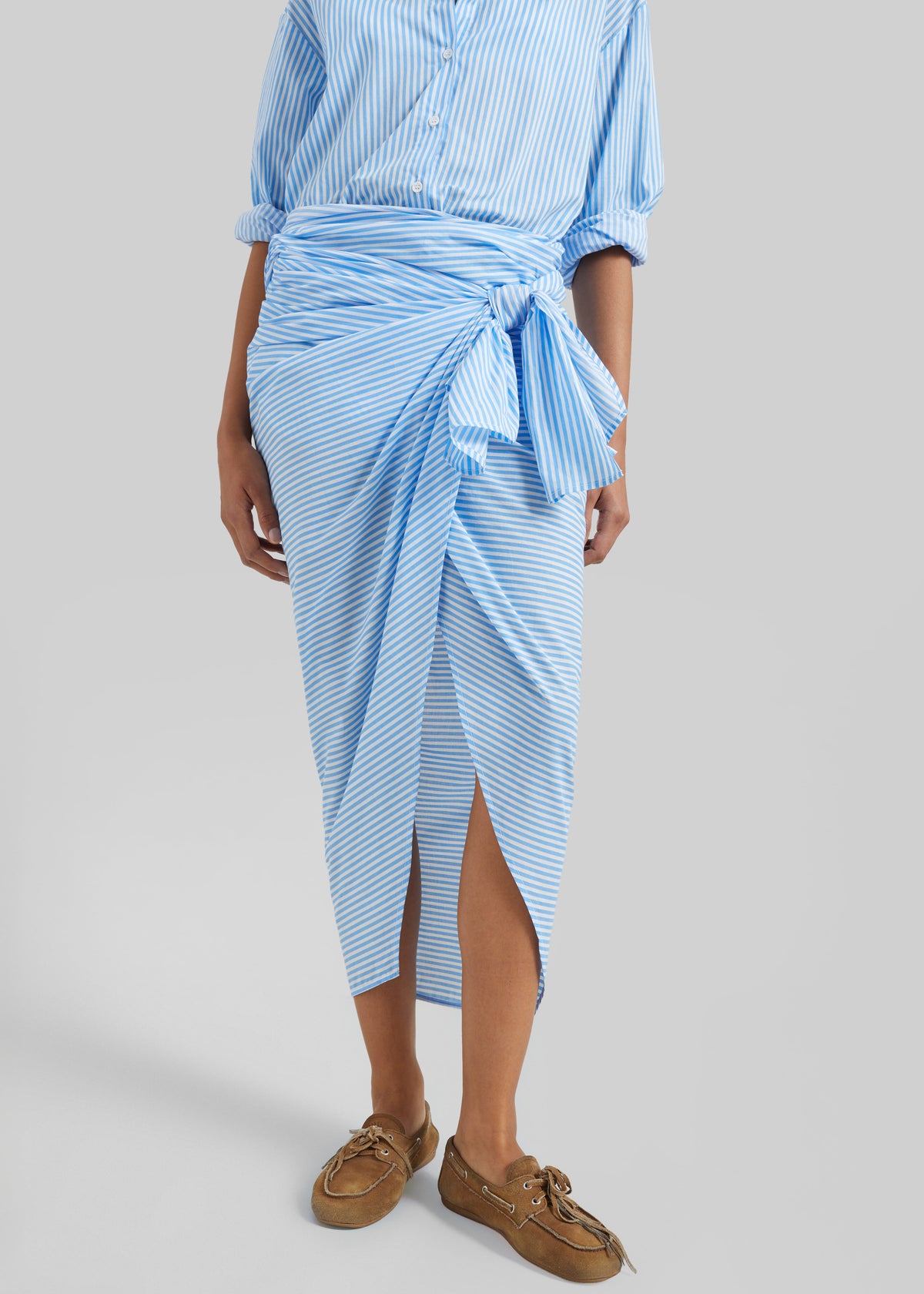 Thira Wrap Skirt - White/Light Blue - 4