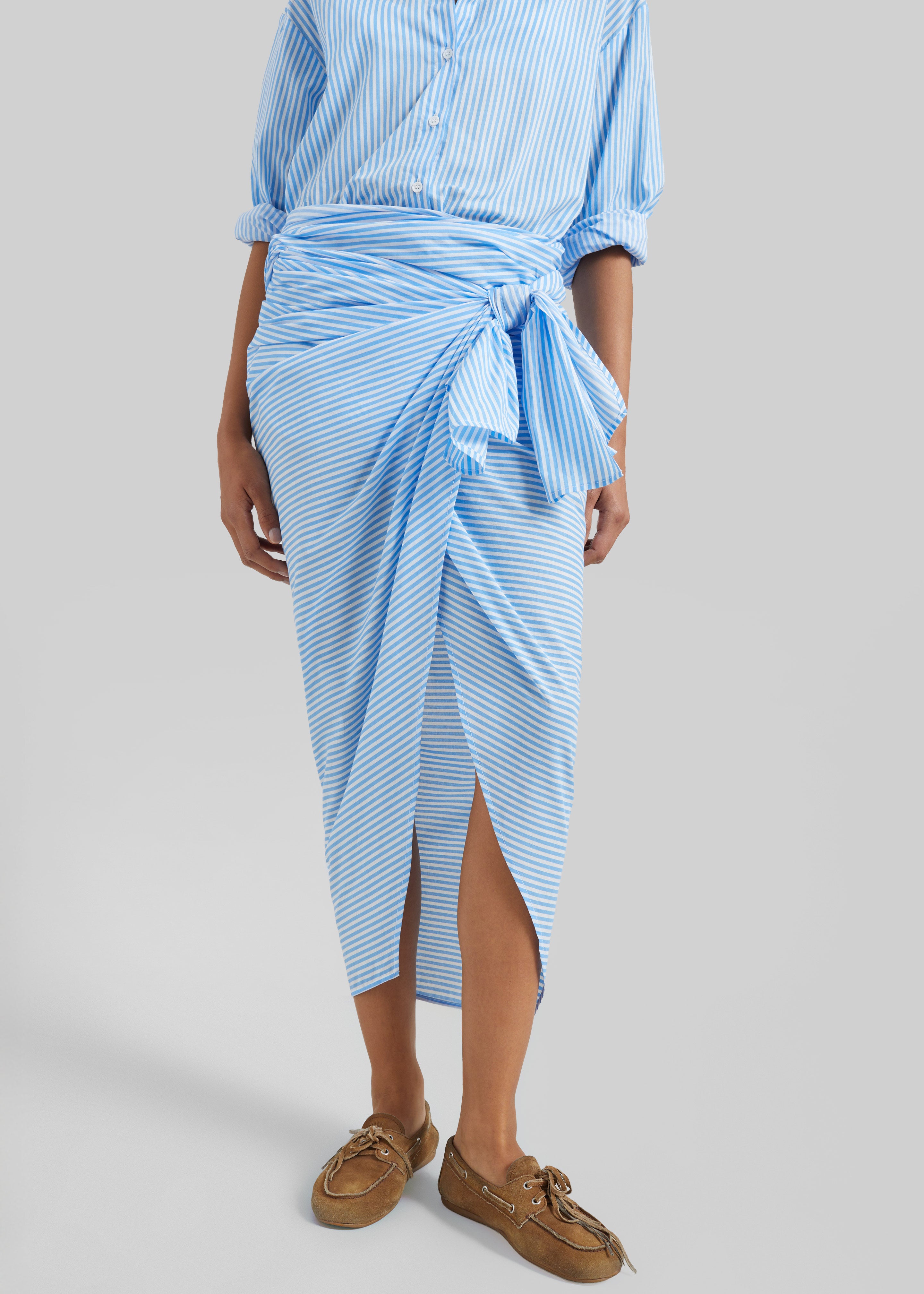 Thira Wrap Skirt - White/Light Blue - 4
