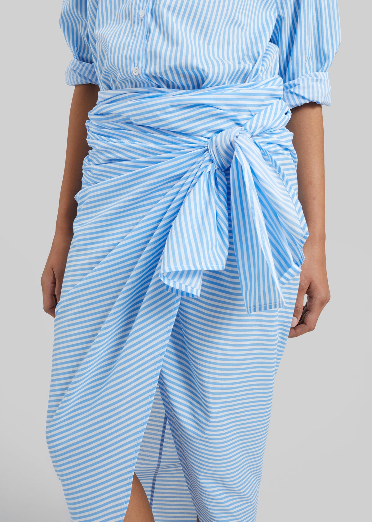 Thira Wrap Skirt - White/Light Blue - 2