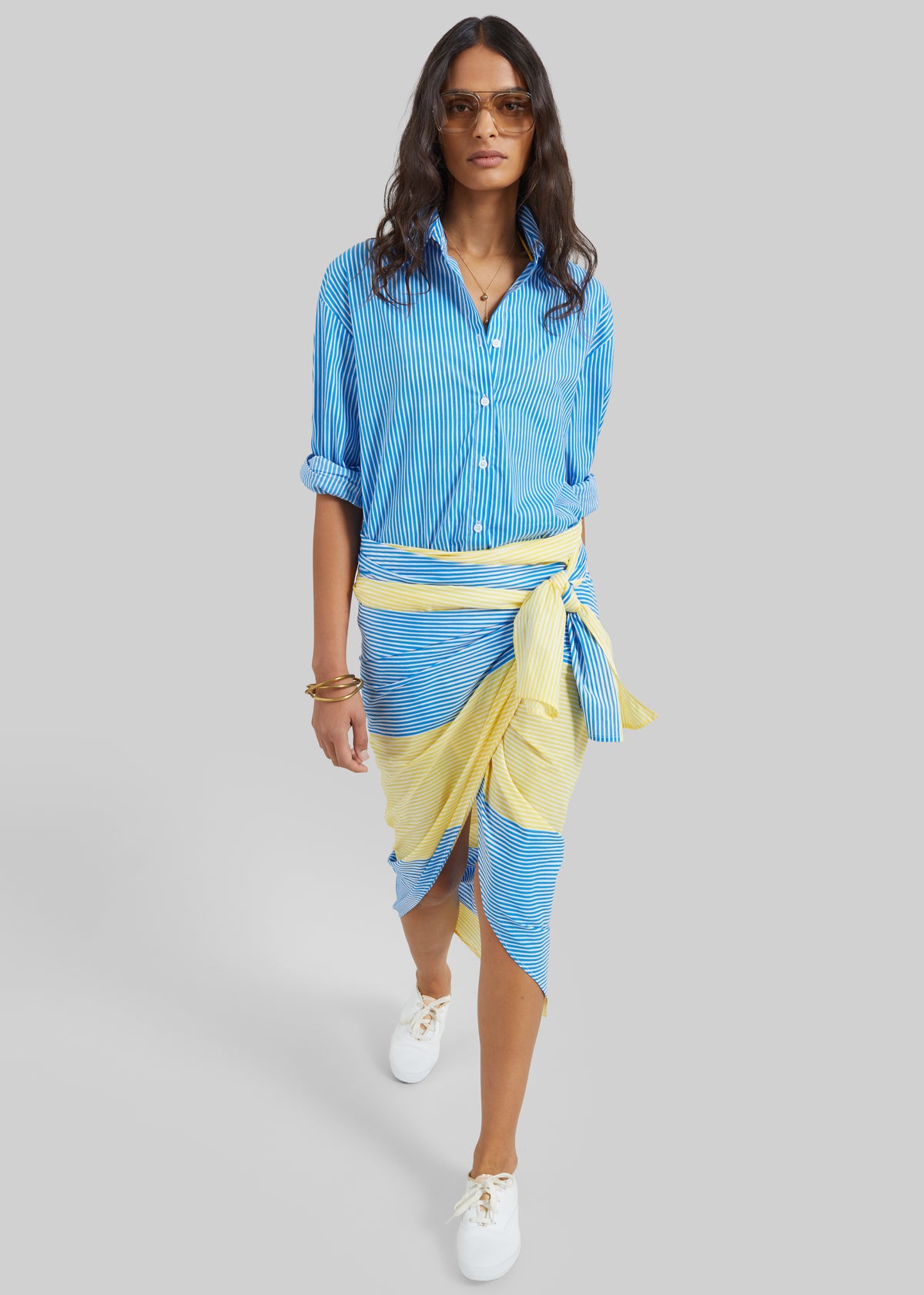 Thira Wrap Skirt - Yellow Stripe - 1