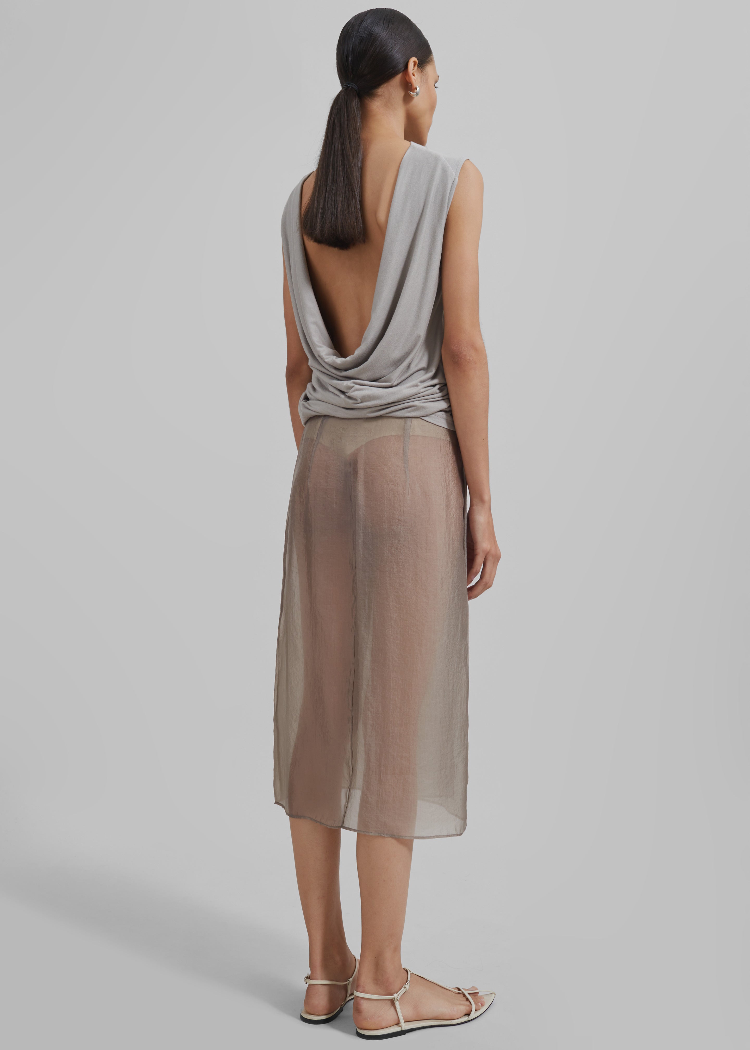 Tia Sheer Layered Skirt - Beige - 9