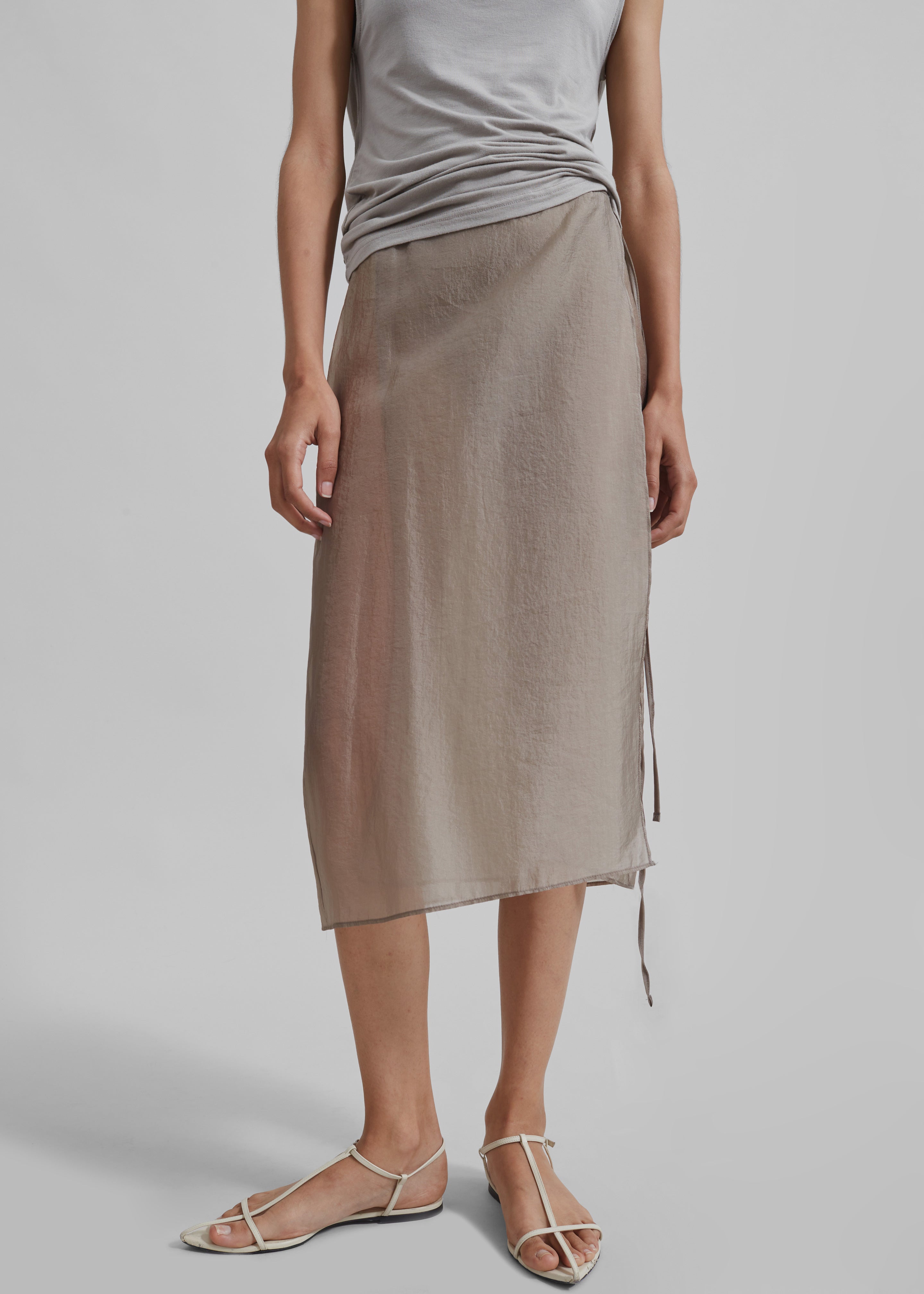 Tia Sheer Layered Skirt - Beige - 4