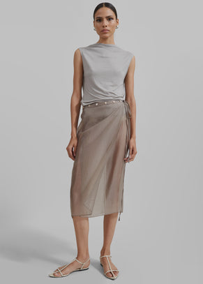 Tia Sheer Layered Skirt - Beige