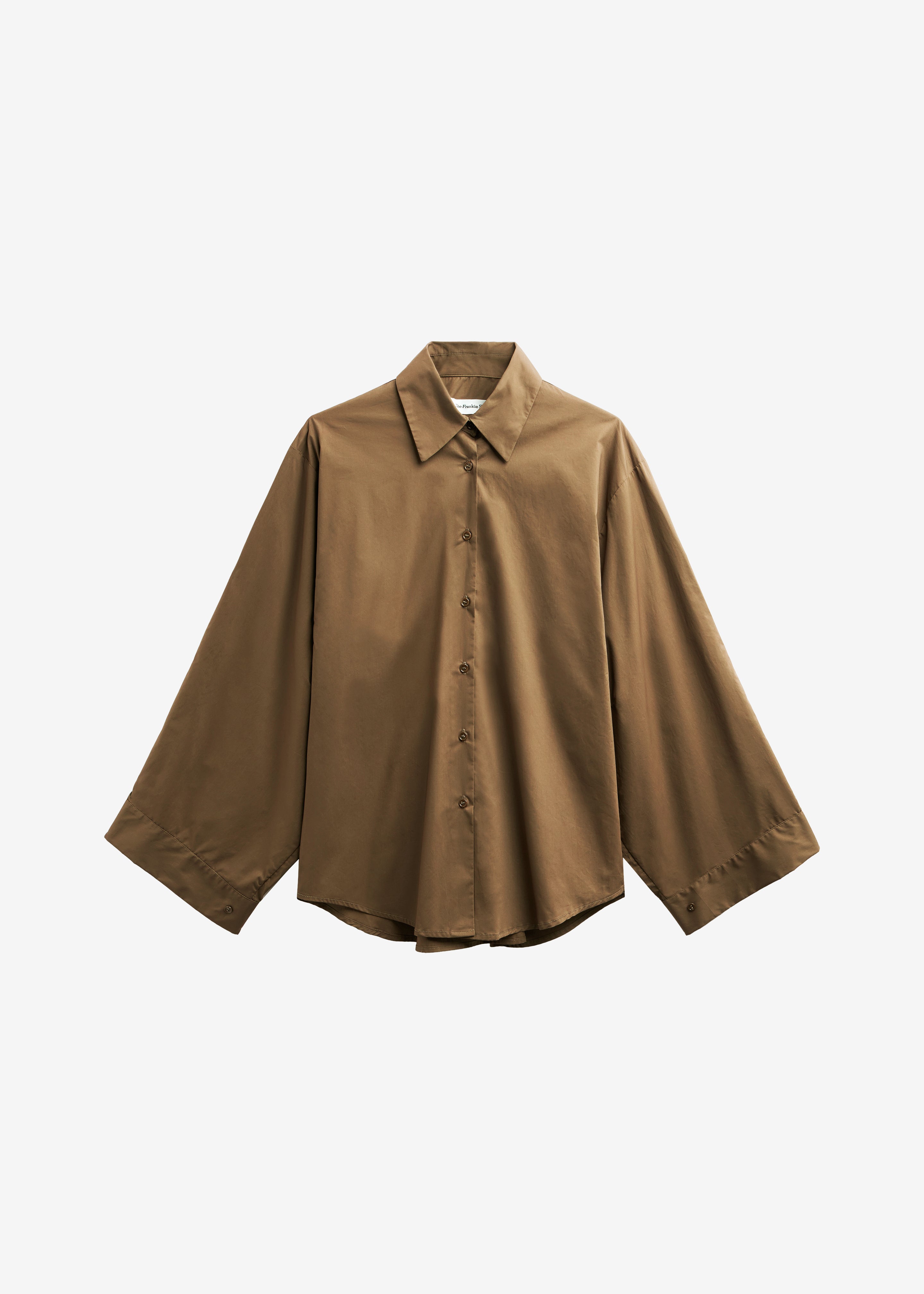 Tila Satin Wide Sleeve Shirt - Brown - 6