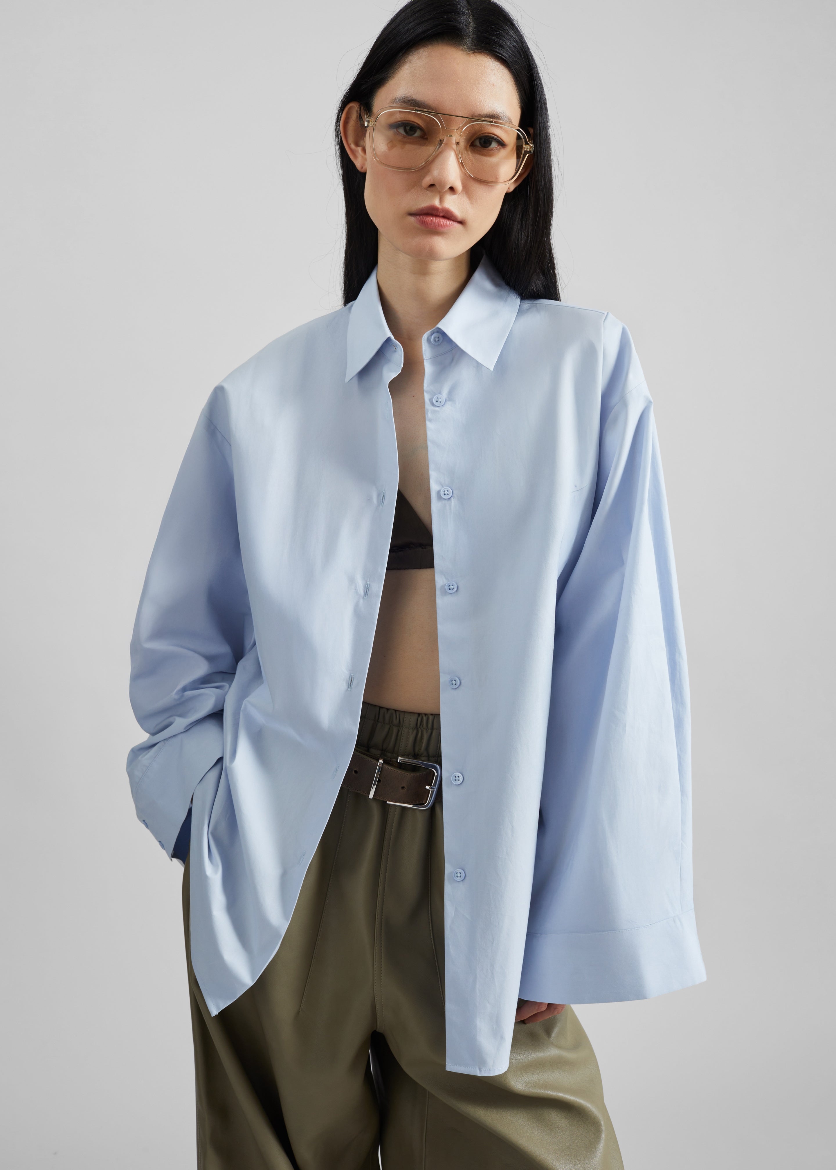 Tila Wide Sleeve Shirt - Light Blue – The Frankie Shop