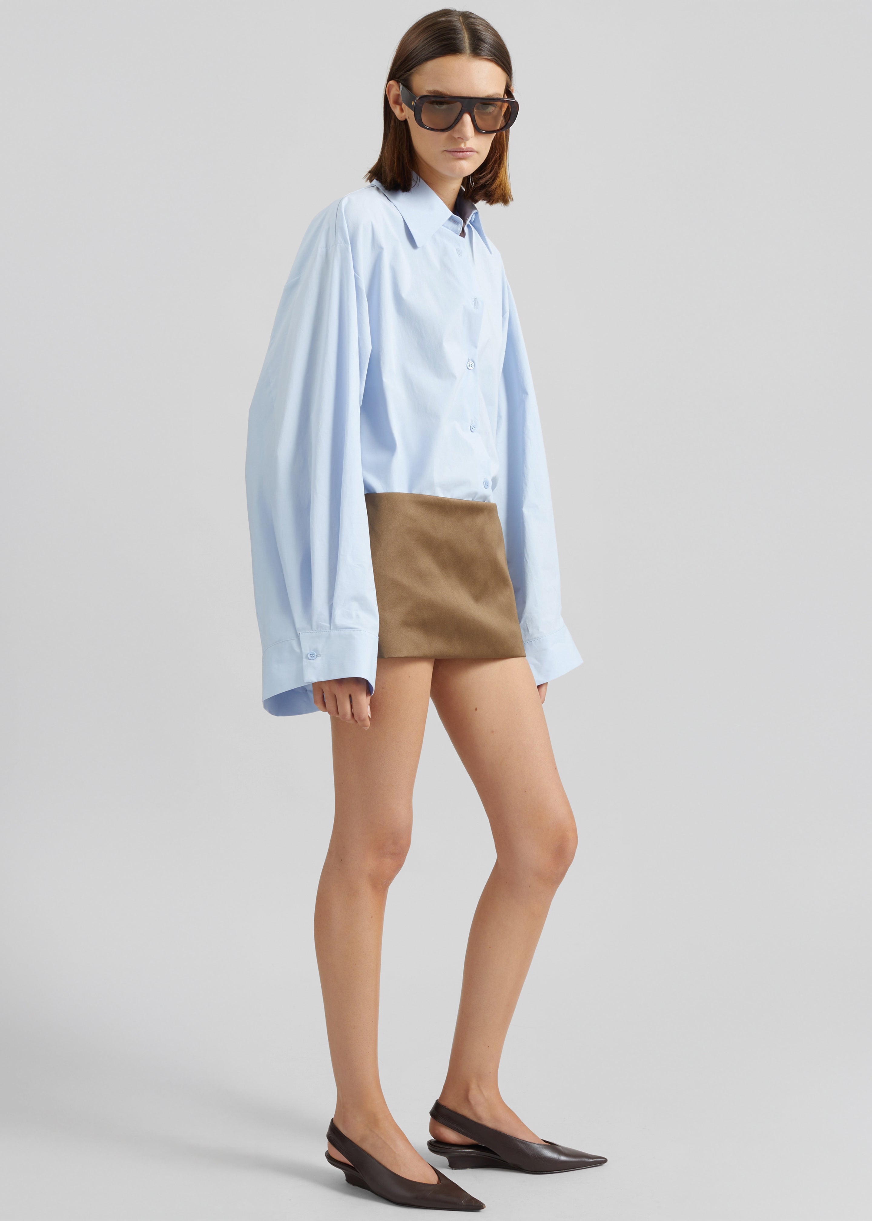 Tila Wide Sleeve Shirt - Light Blue - 2