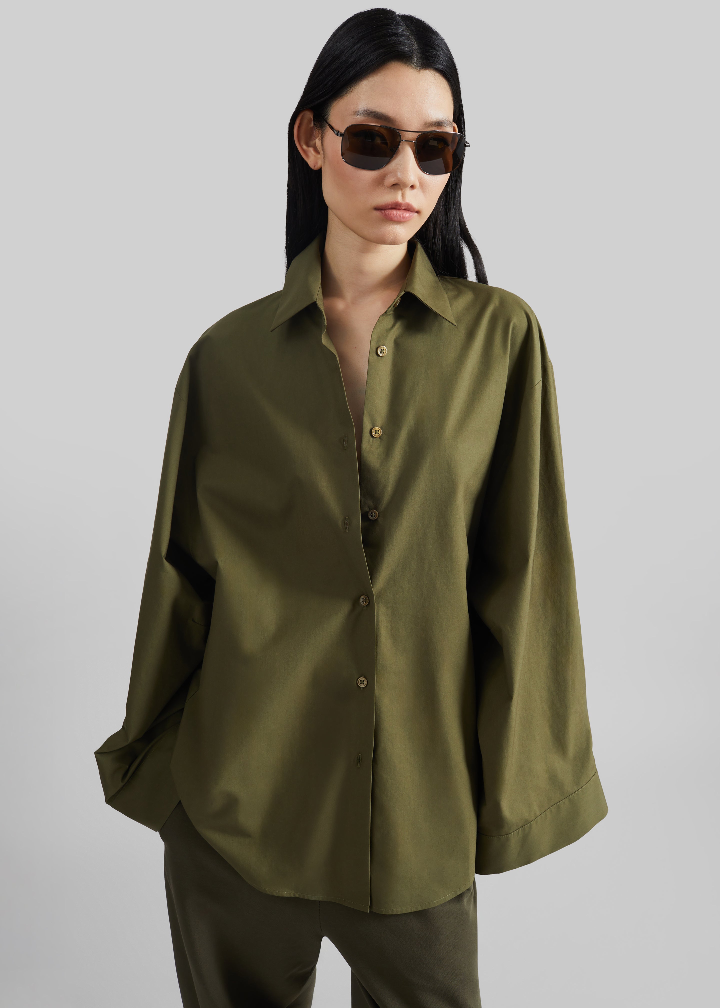 Tila Wide Sleeve Shirt - Olive – The Frankie Shop