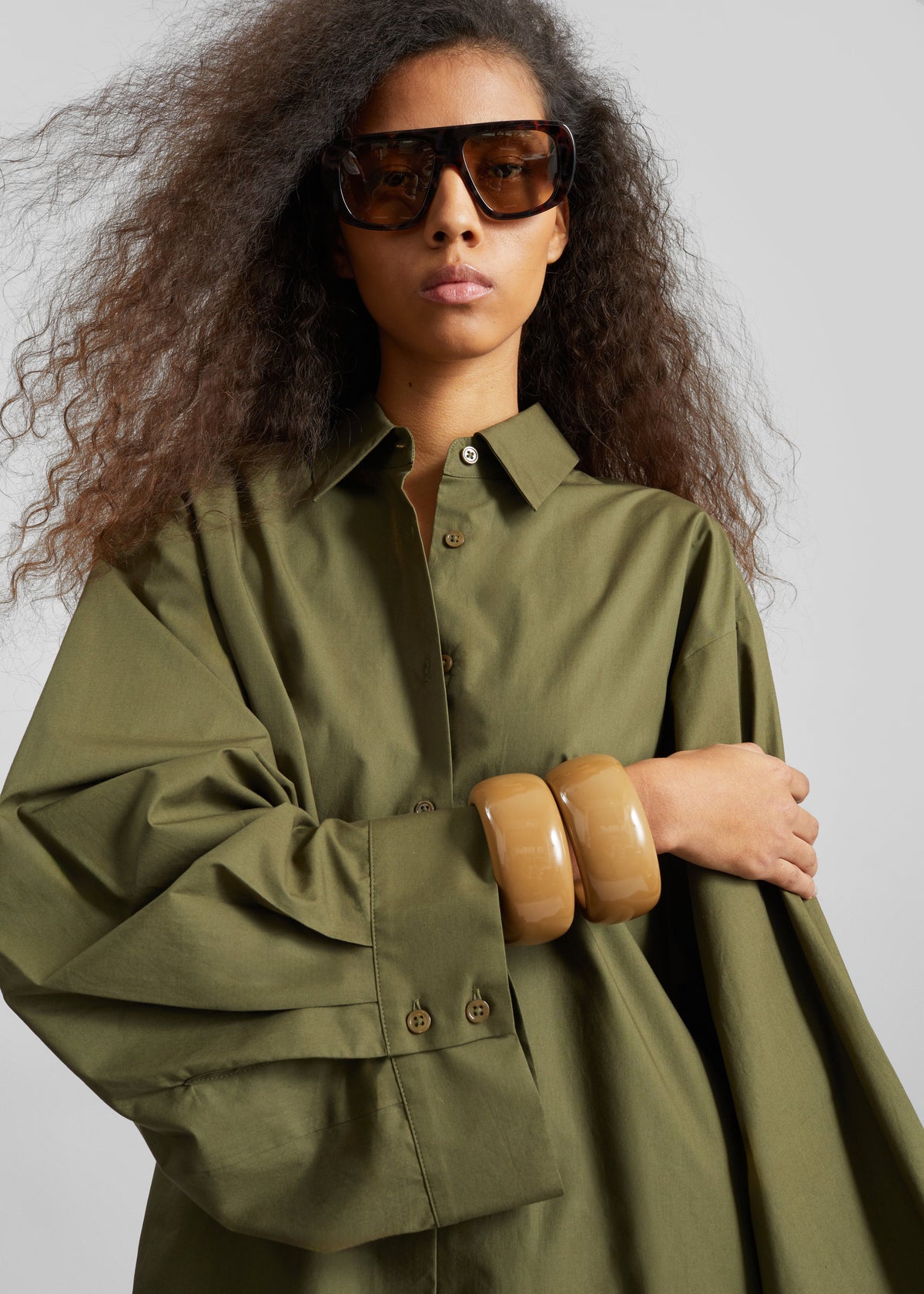 Tila Wide Sleeve Shirt - Olive - 5