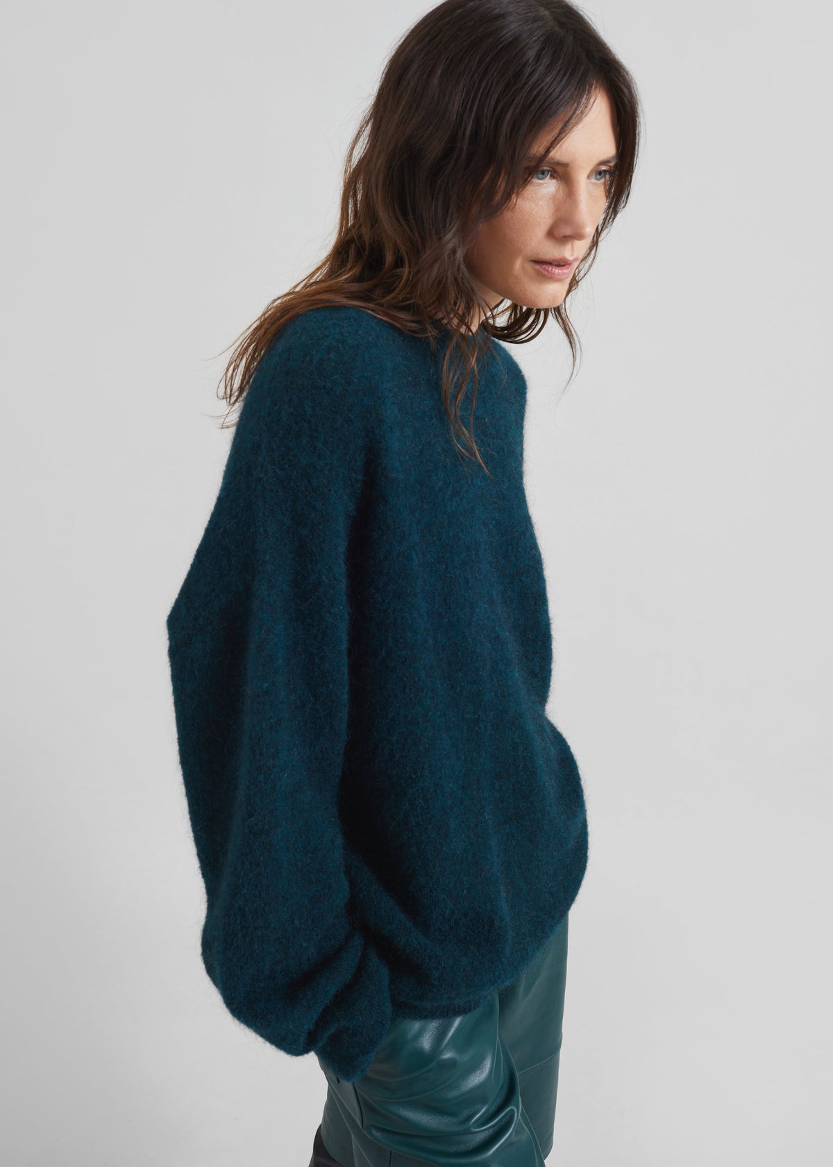Timea Mohair Fuzzy Sweater - Bottle Green