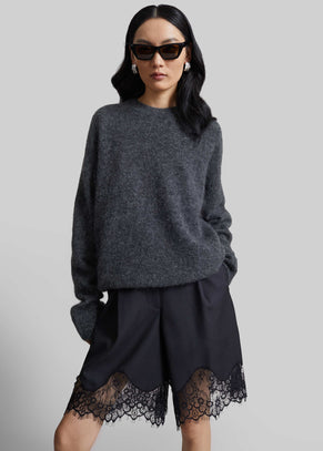 Timea Mohair Fuzzy Sweater - Dark Grey