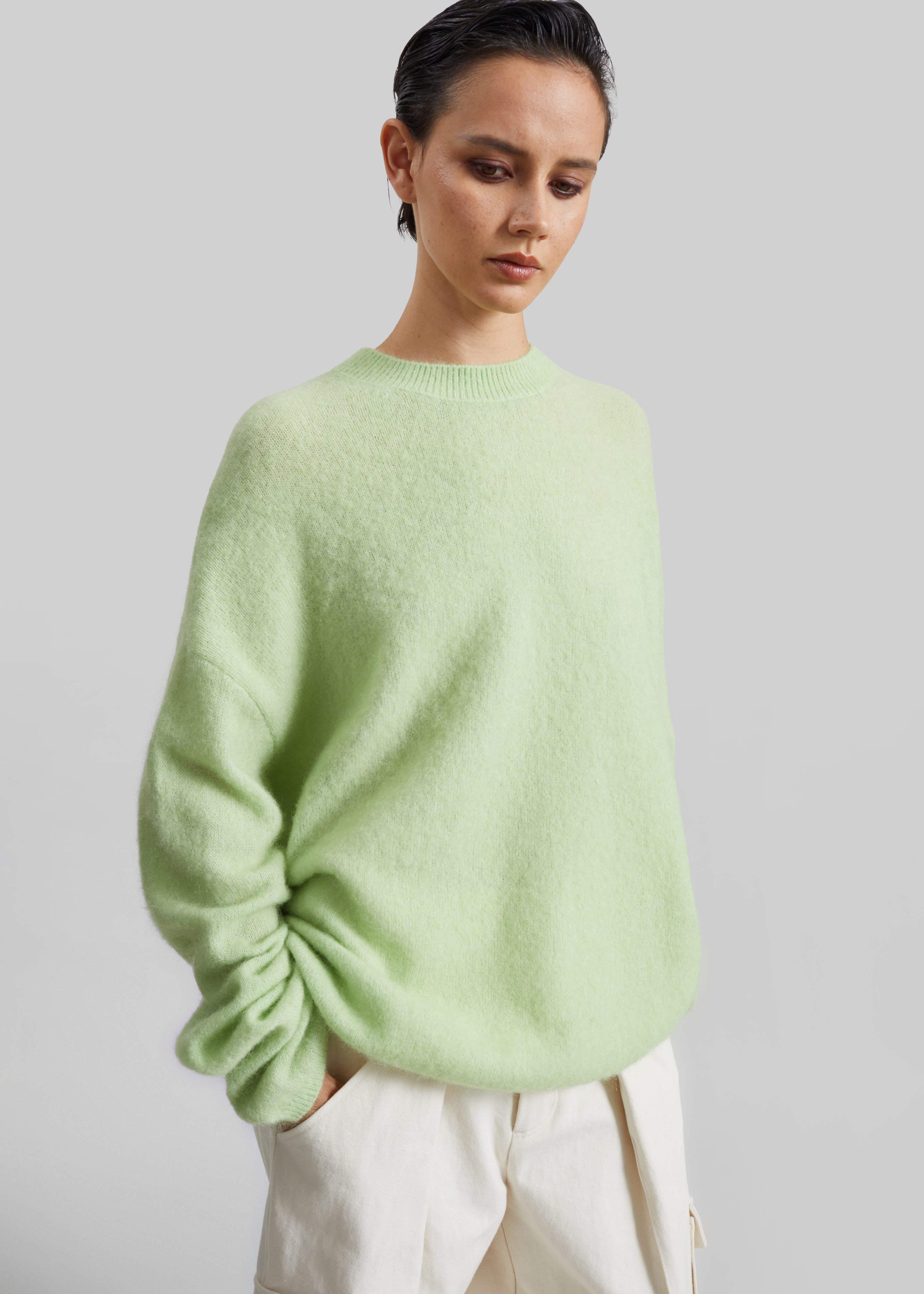 Timea Mohair Fuzzy Sweater - Lime - 4