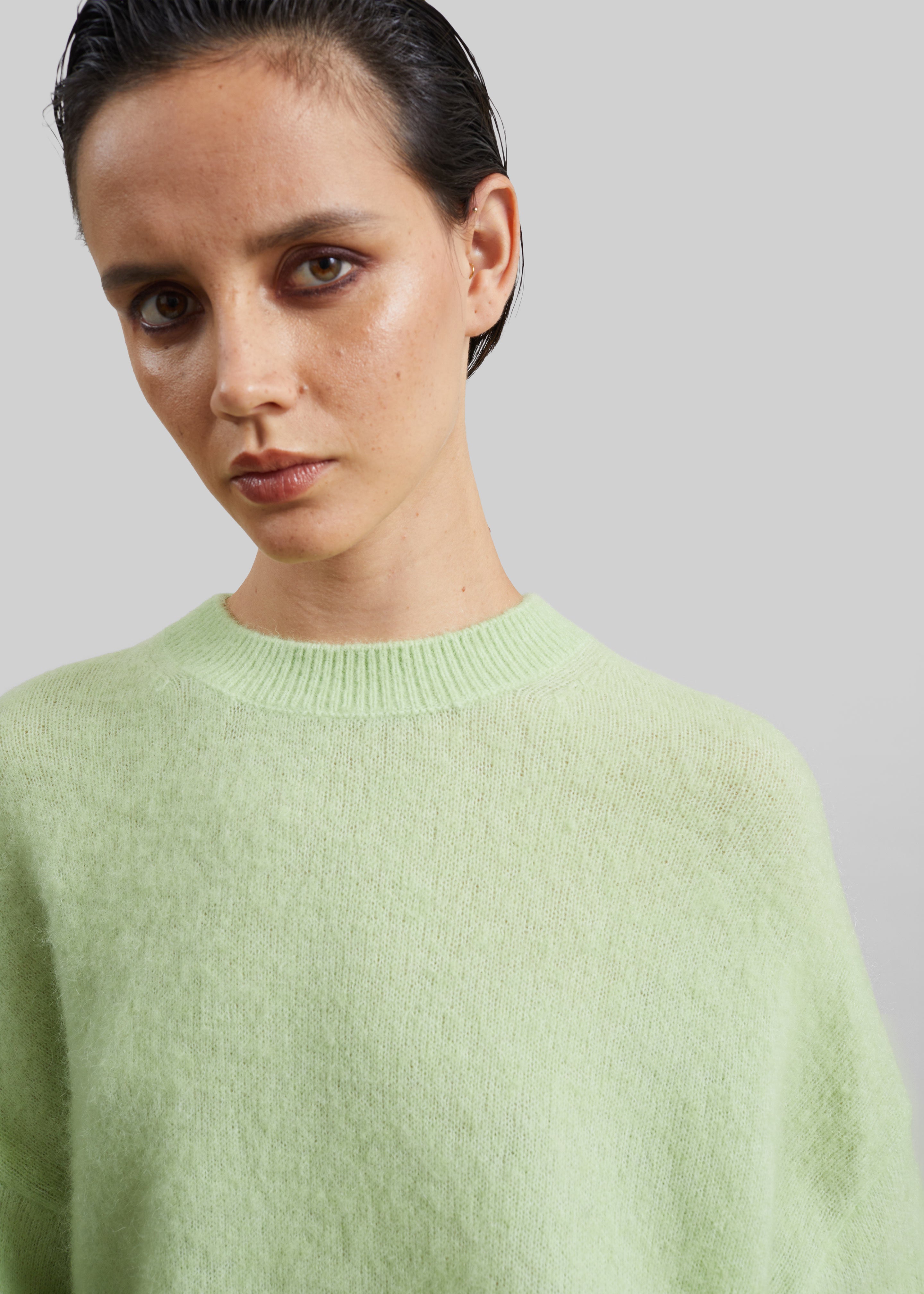 Timea Mohair Fuzzy Sweater - Lime - 3