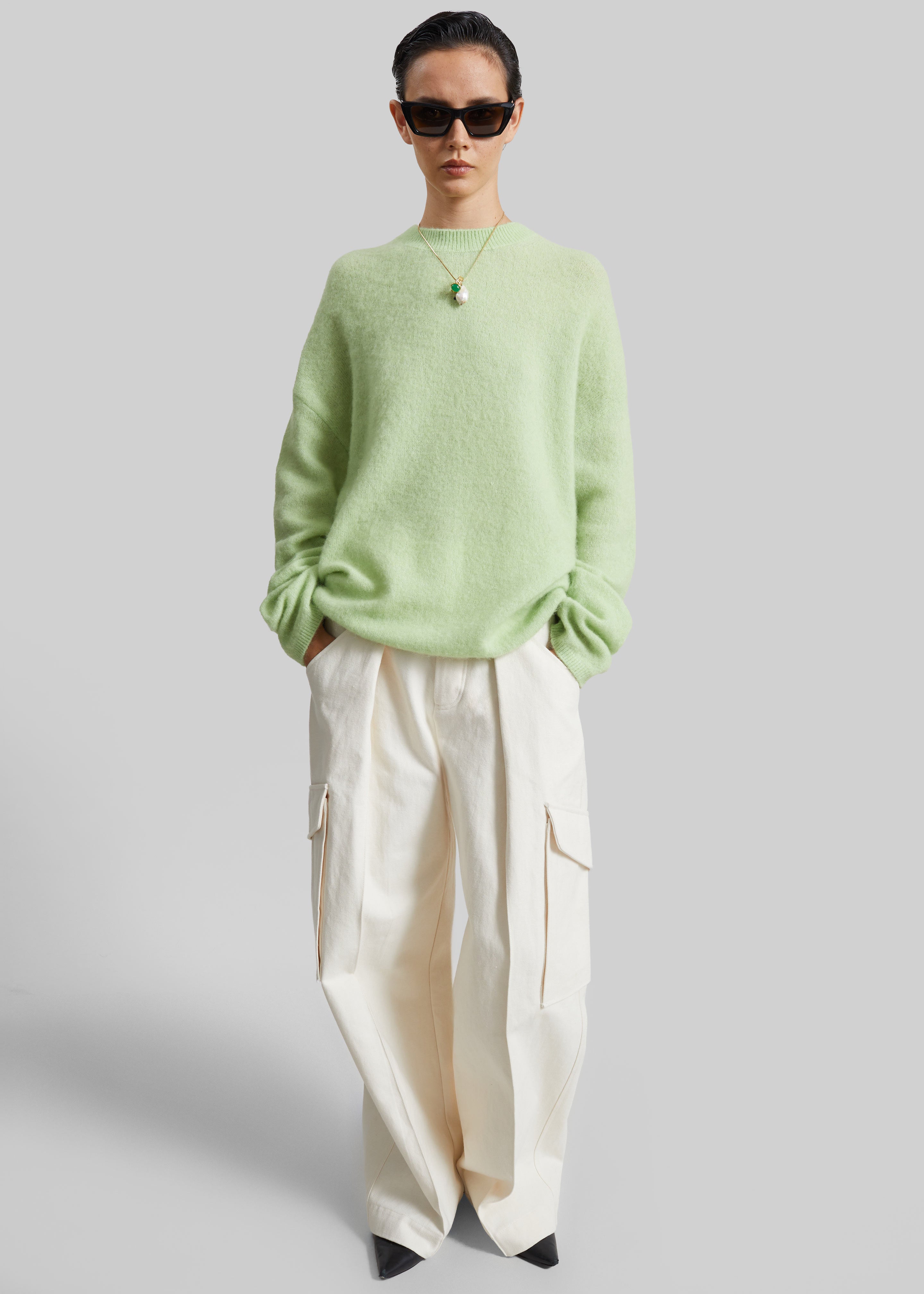 Timea Mohair Fuzzy Sweater - Lime - 2