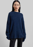 Timea Mohair Fuzzy Sweater - Navy