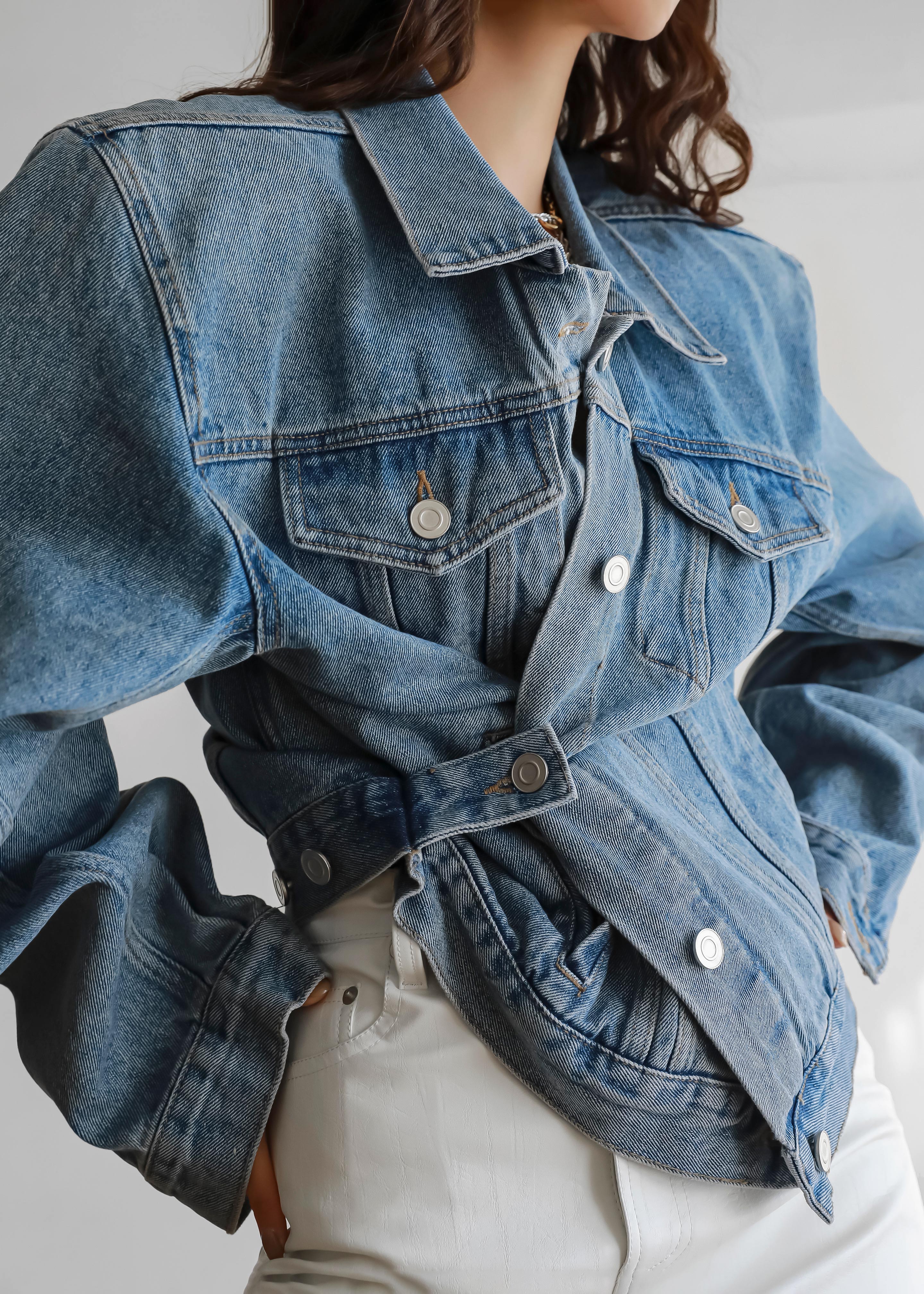 Timothee Padded Denim Jacket - Light Wash – The Frankie Shop