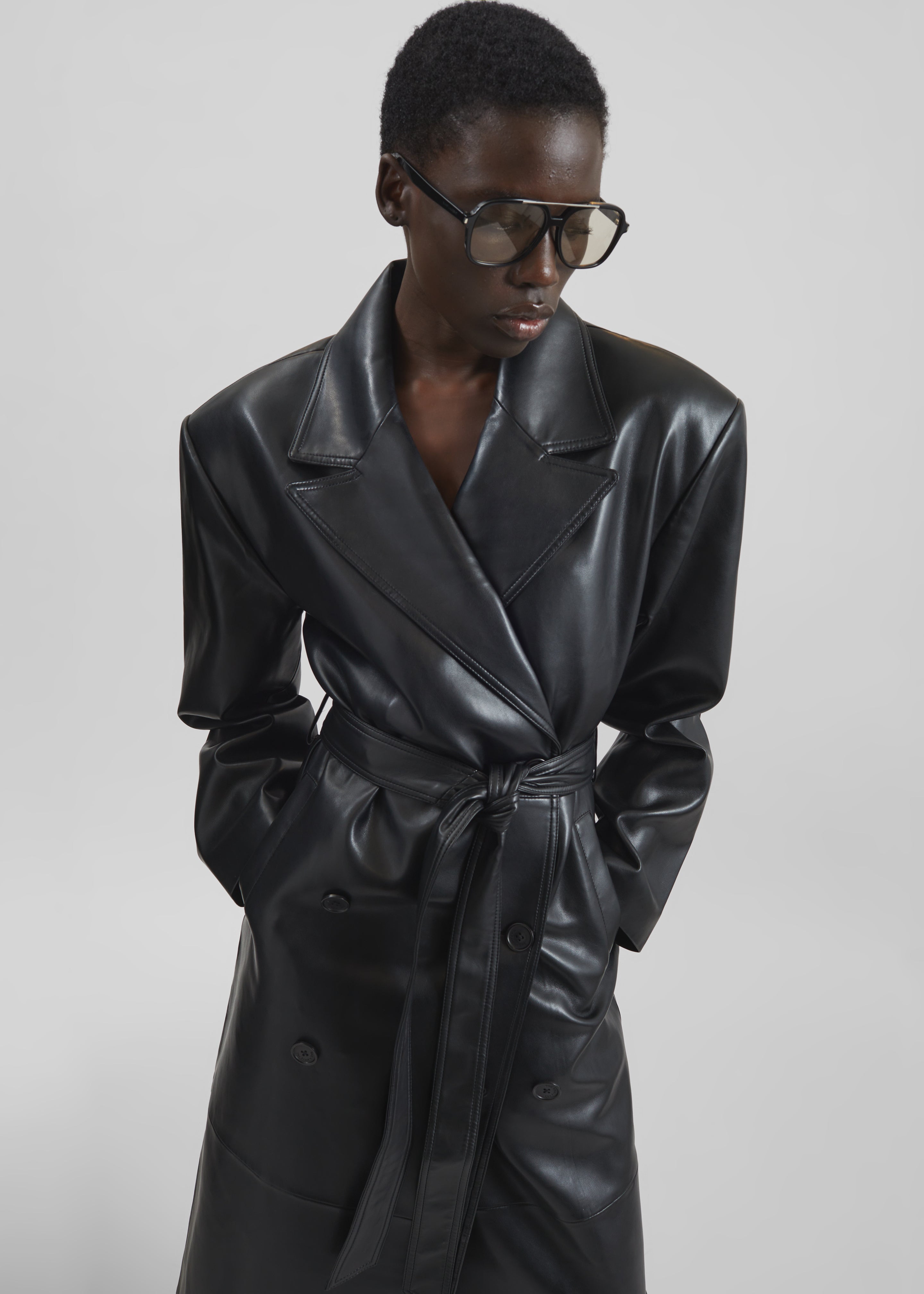 Tina Faux Leather Trench Coat - Black – The Frankie Shop