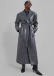 Tina Faux Leather Trench Coat - Grey