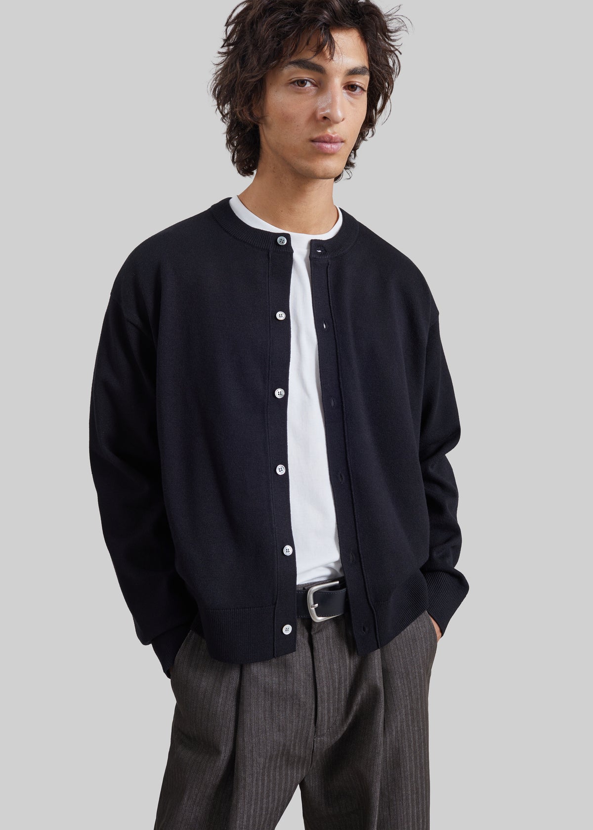 Tino Crewneck Cardigan - Black