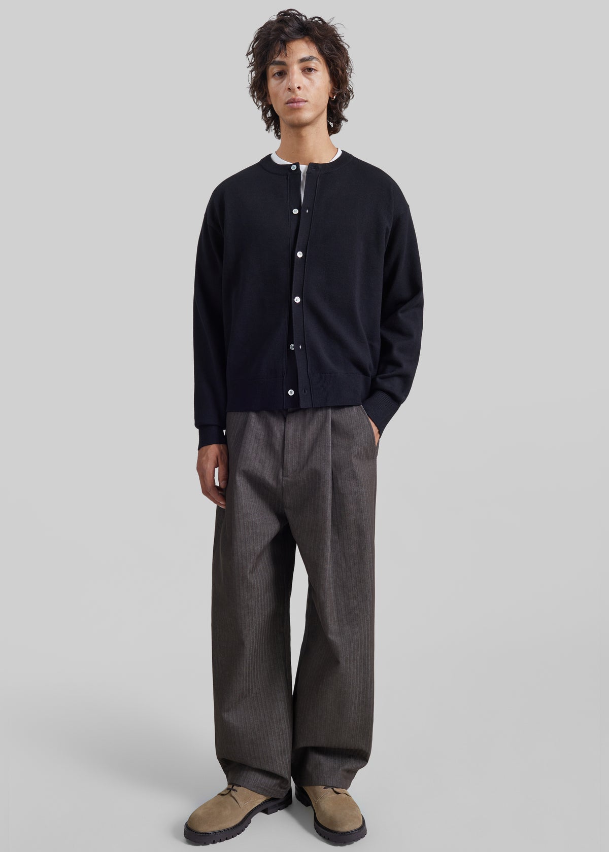Tino Crewneck Cardigan - Black