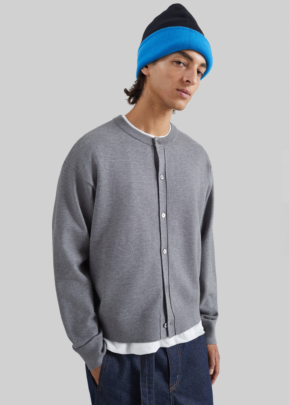 Tino Crewneck Cardigan - Grey - 1