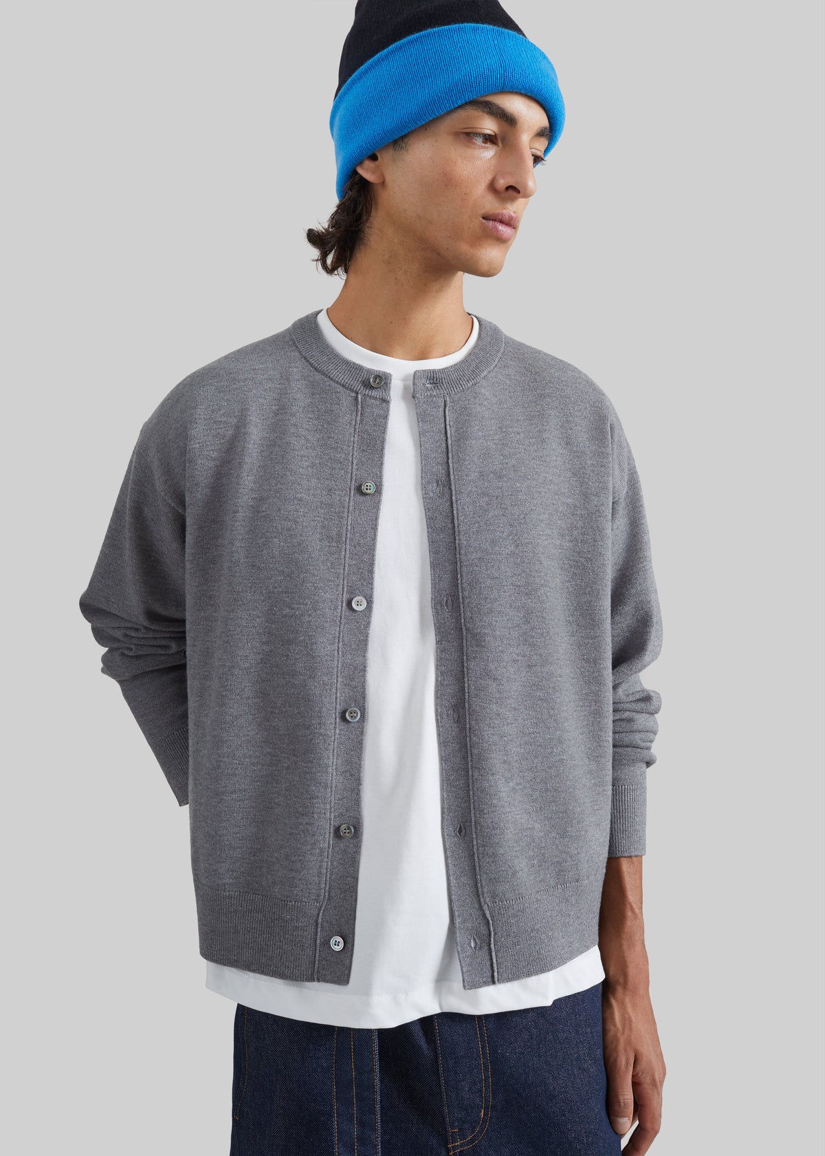 Tino Crewneck Cardigan - Grey