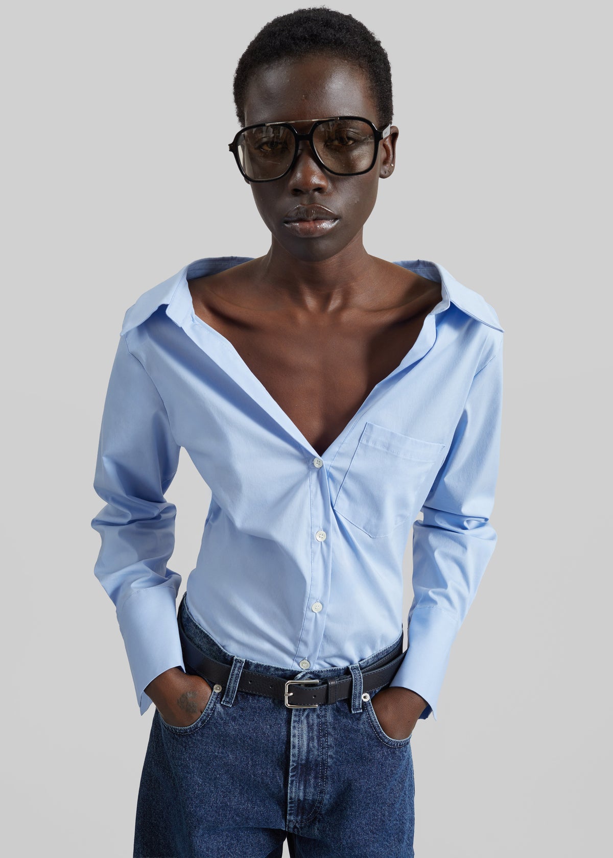 Tiona Fitted Shirt - Light Blue - 1