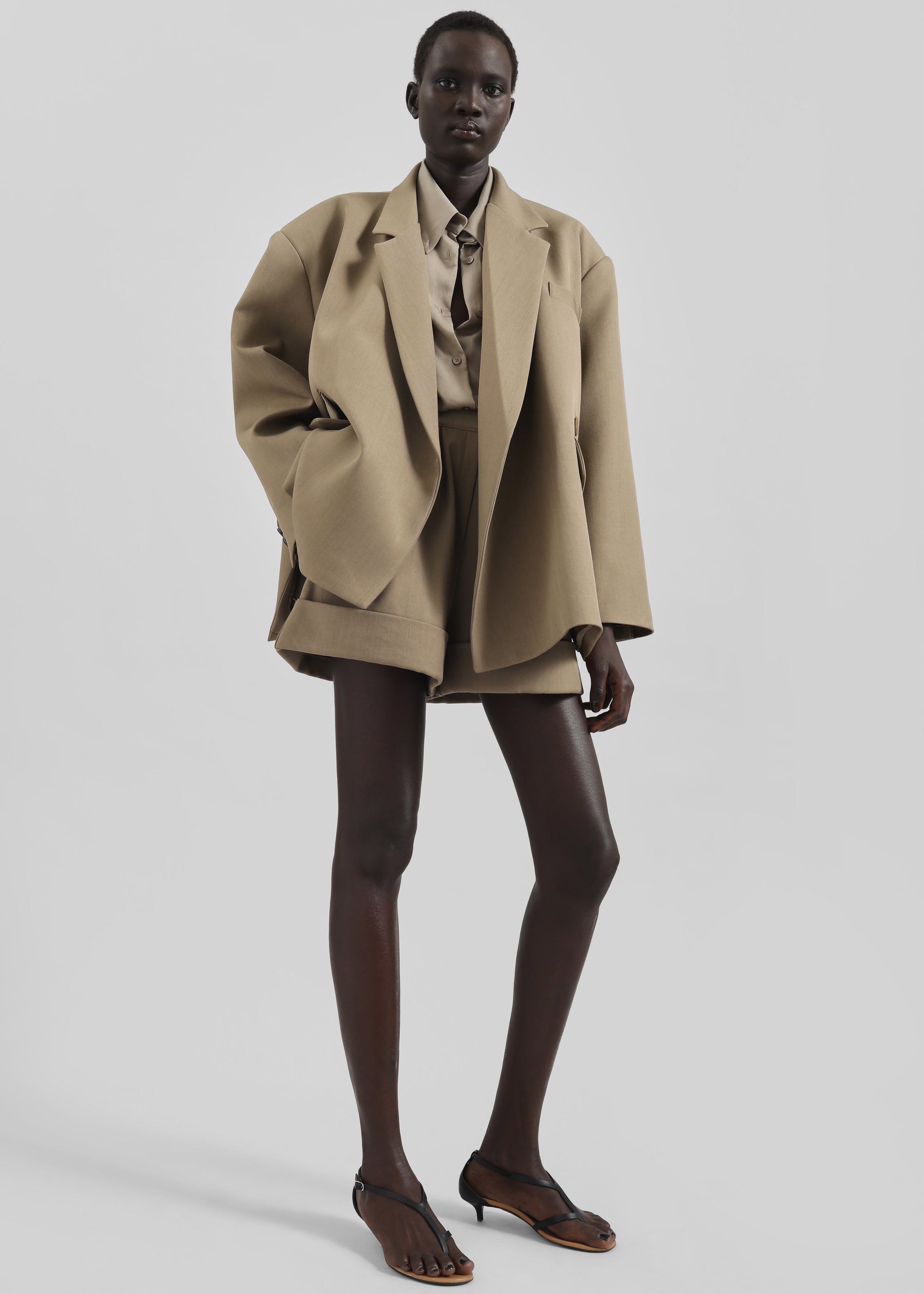 Shop the look image for Tolmer Cuffed Shorts - Taupe Melange