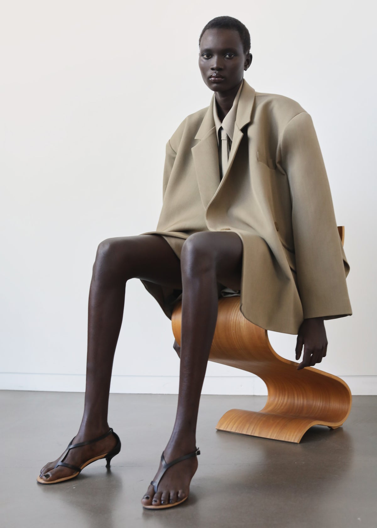 Tolmer Boxy Wrap Blazer - Taupe Melange - 10