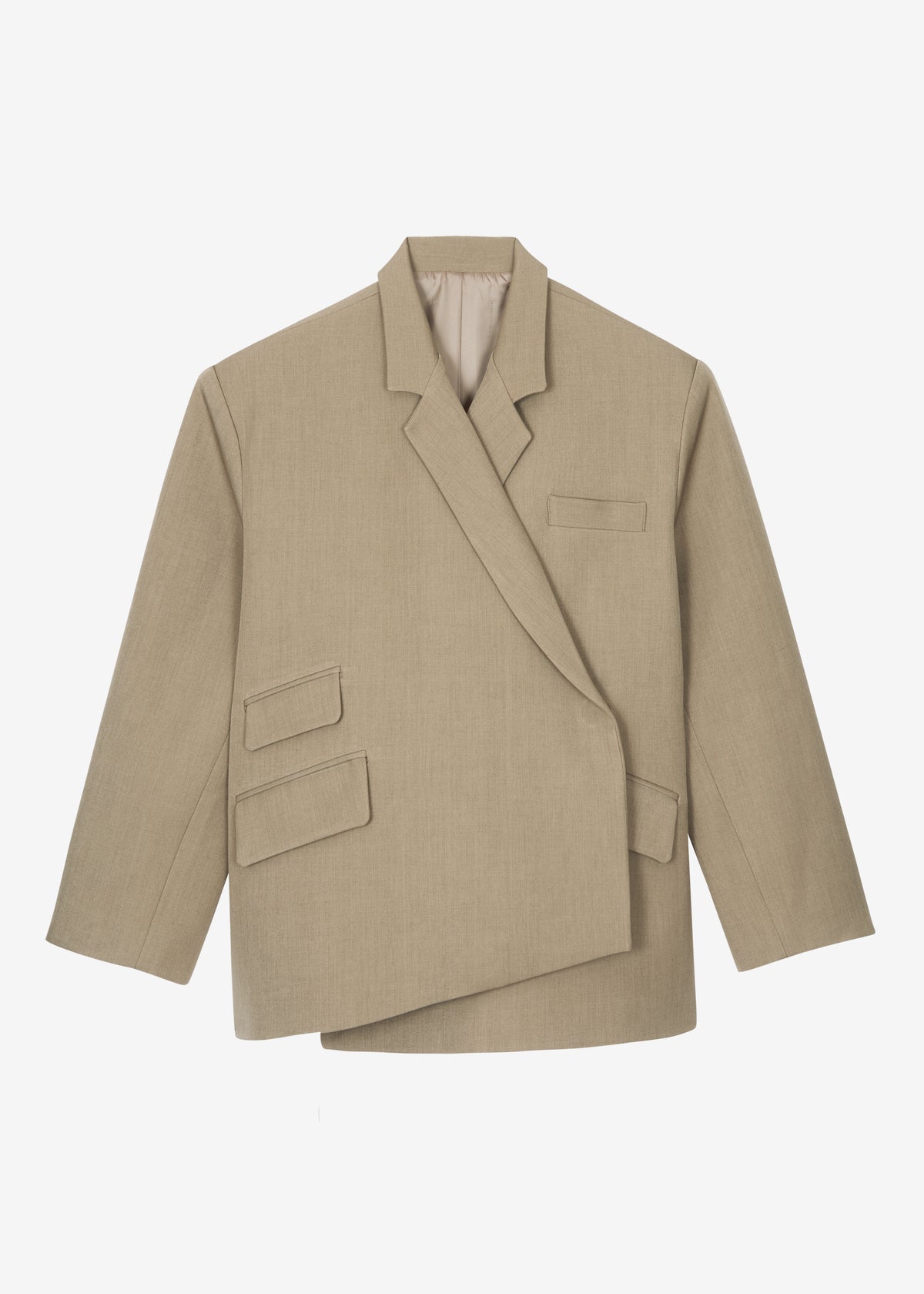 Tolmer Boxy Wrap Blazer - Taupe Melange - 12
