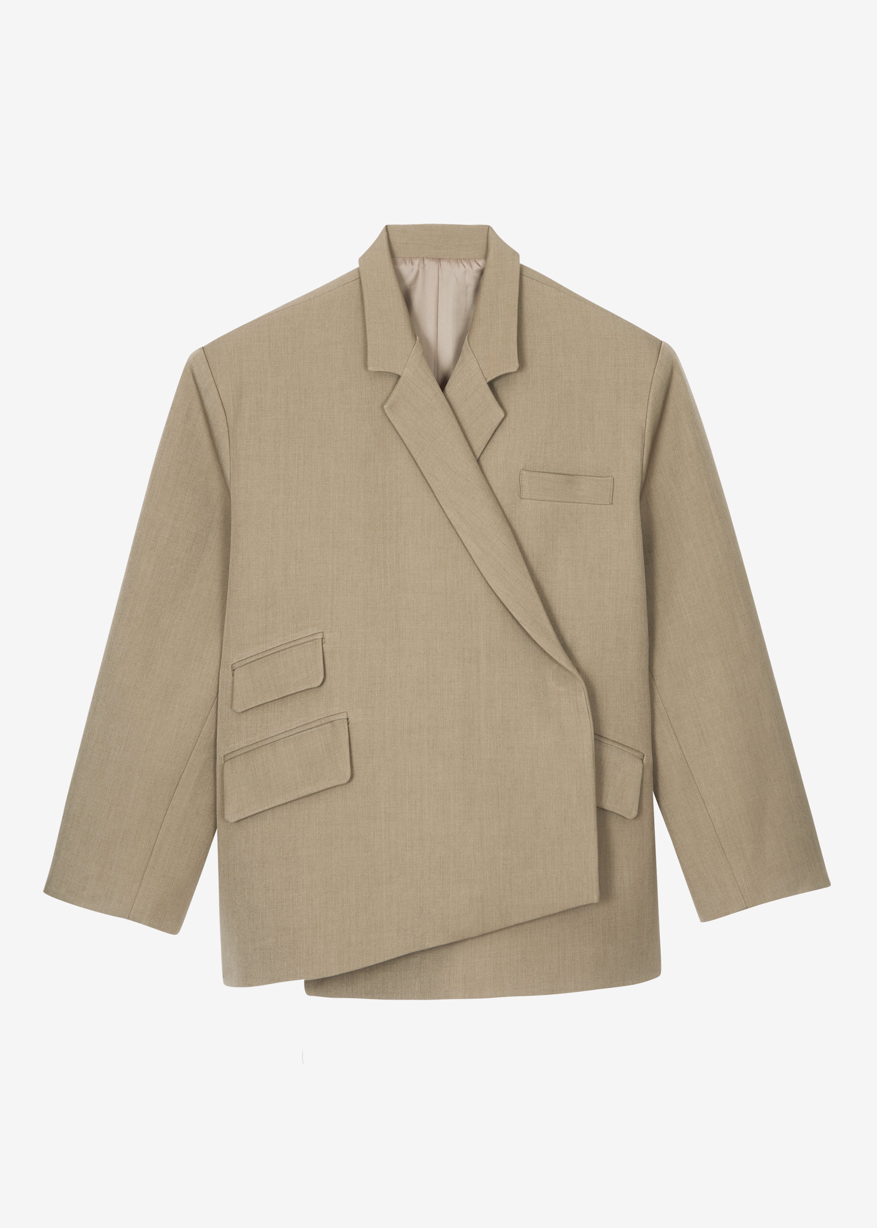 Tolmer Boxy Wrap Blazer - Taupe Melange - 12