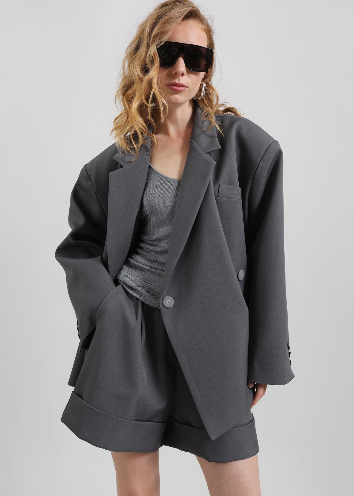 Tolmer Boxy Wrap Blazer - Storm Grey - 5