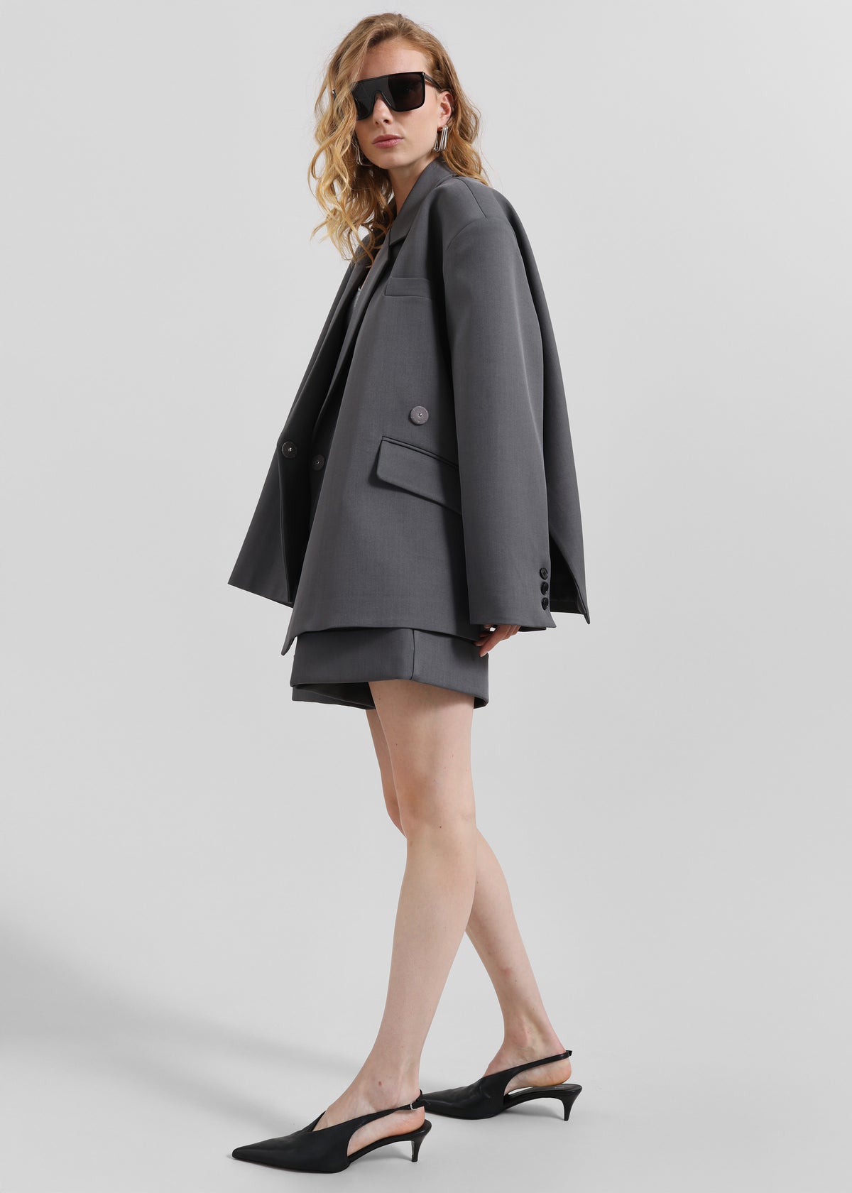 Tolmer Boxy Wrap Blazer - Storm Grey - 3