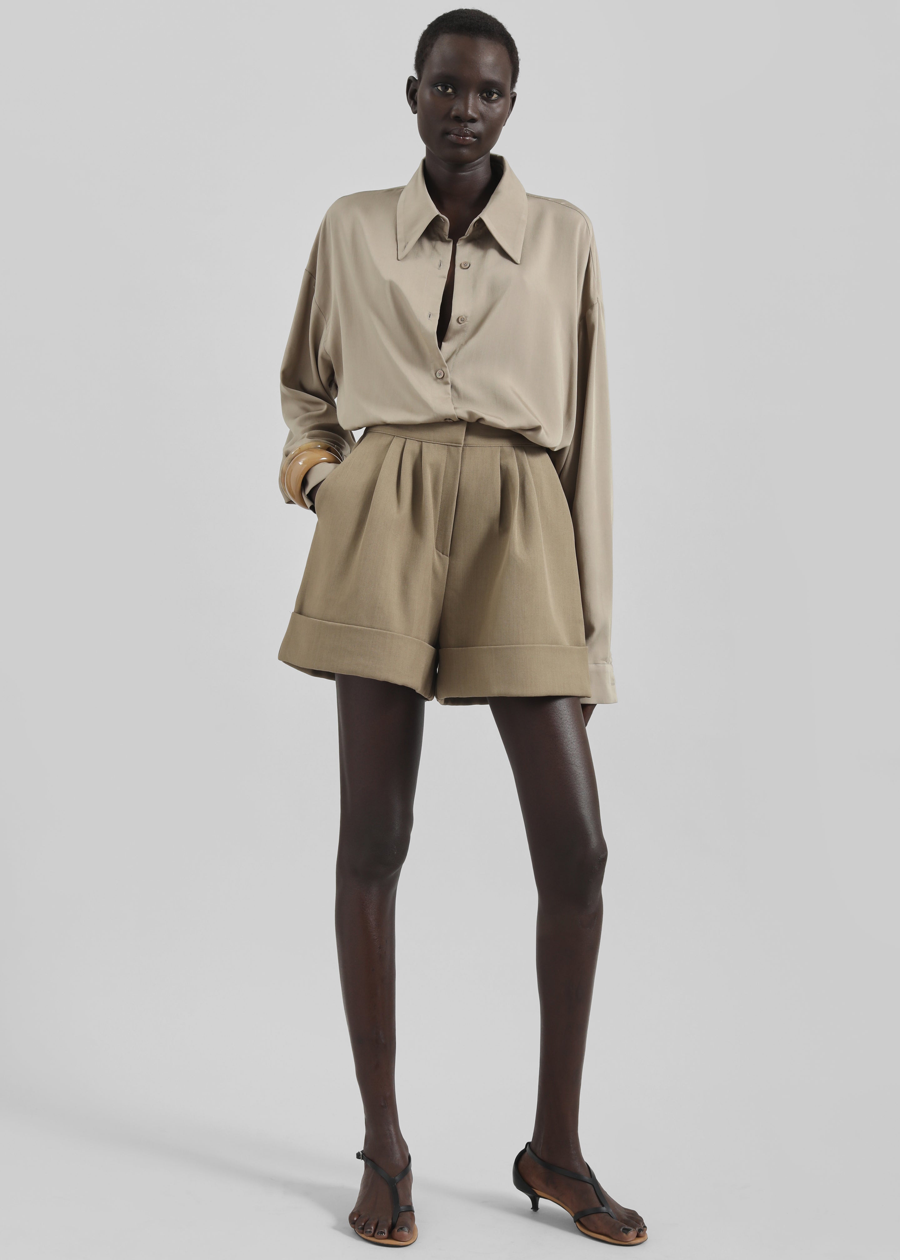 Tolmer Cuffed Shorts - Taupe Melange - 7