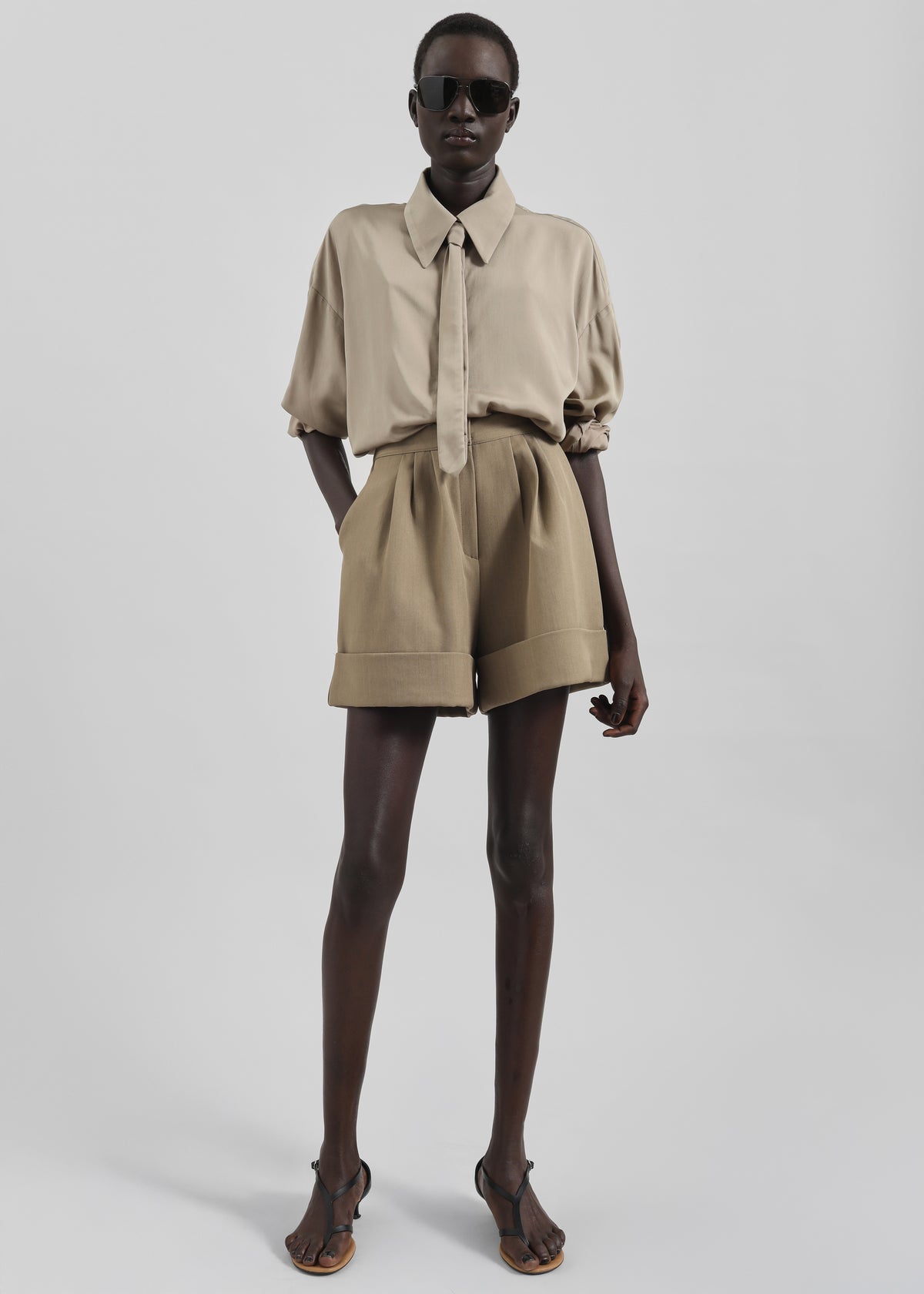 Tolmer Cuffed Shorts - Taupe Melange - 7