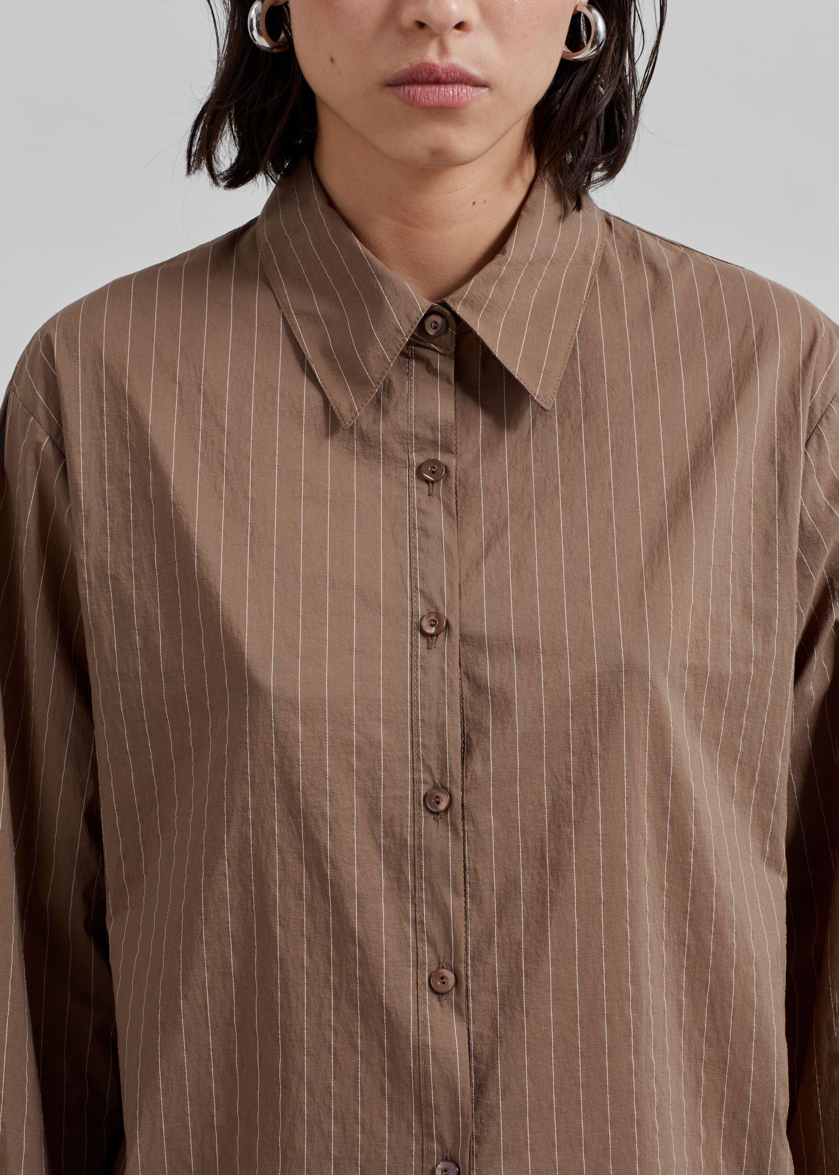 Tolu Shirt - Brown/White Pinstripe - 3