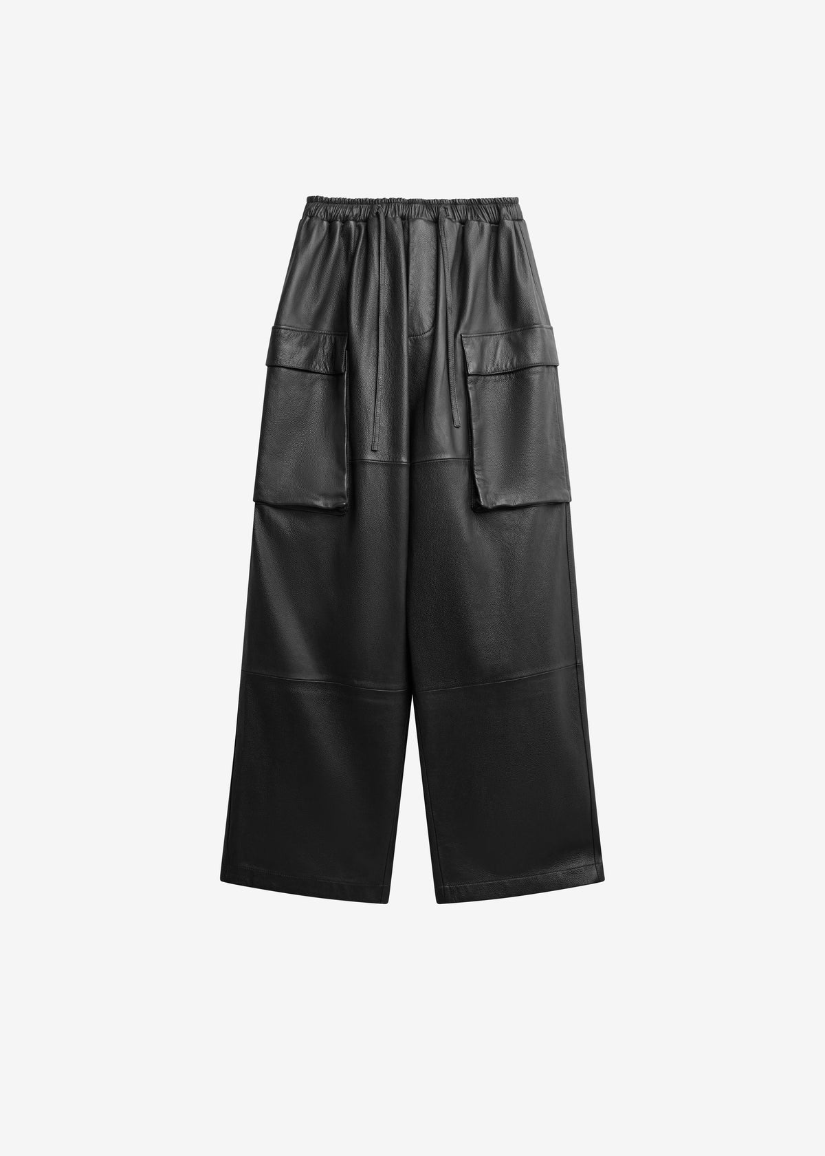 Tom Leather Cargo Pants - Black