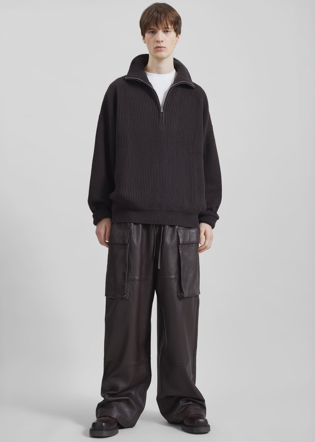 Tom Leather Cargo Pants - Vintage Brown - 4
