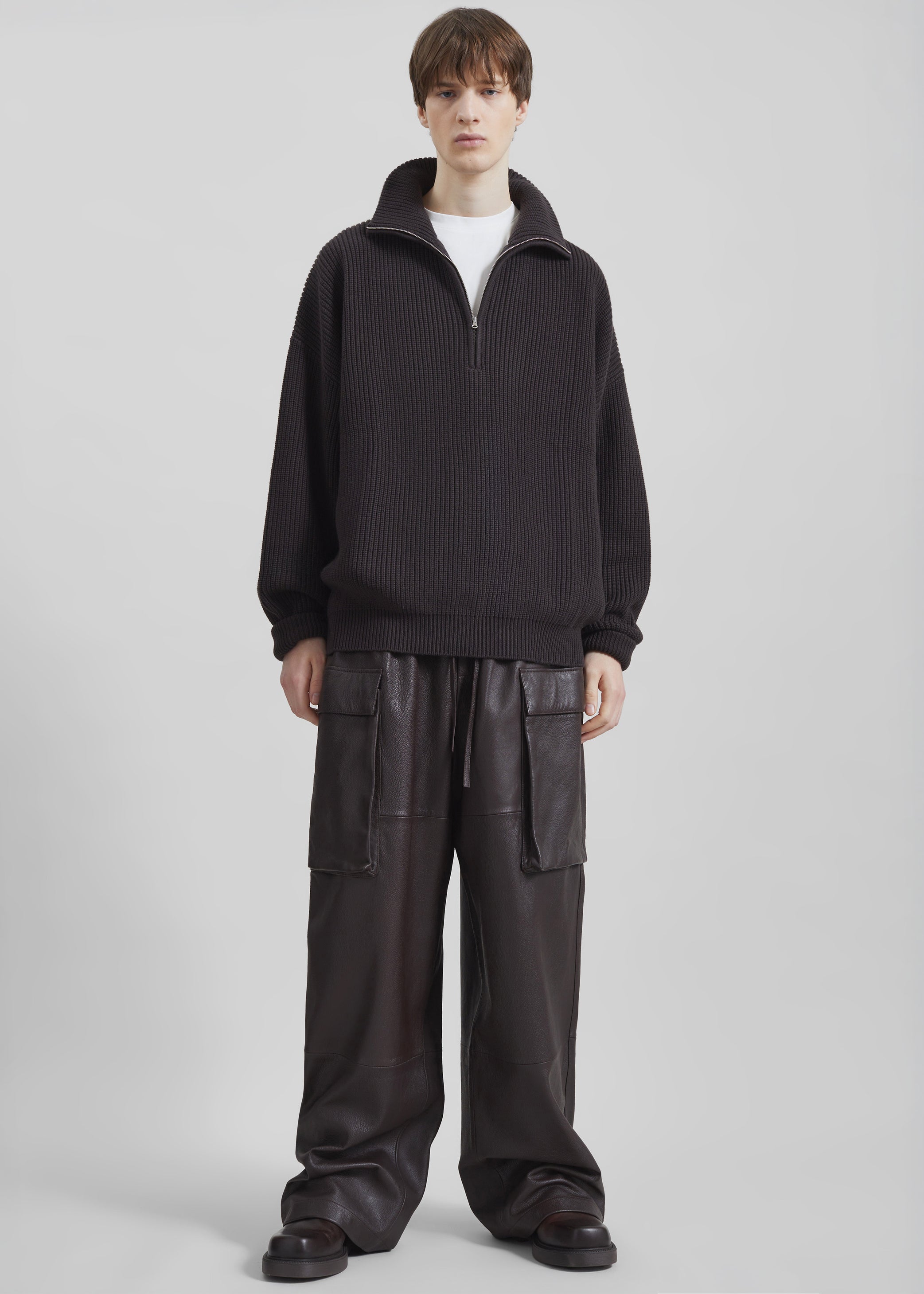 Shop the look image for Tom Leather Cargo Pants - Vintage Brown