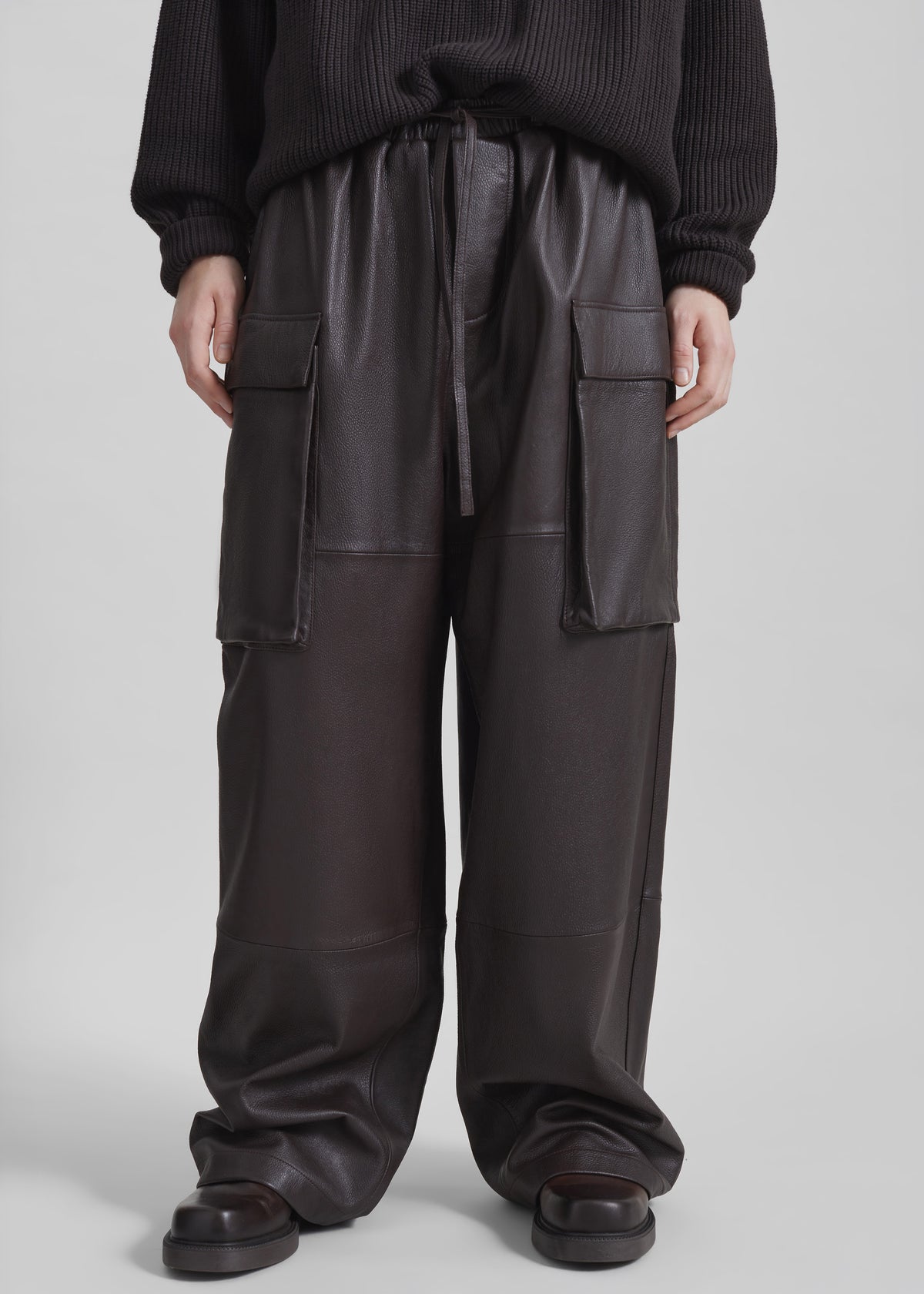 Tom Leather Cargo Pants - Vintage Brown - 5
