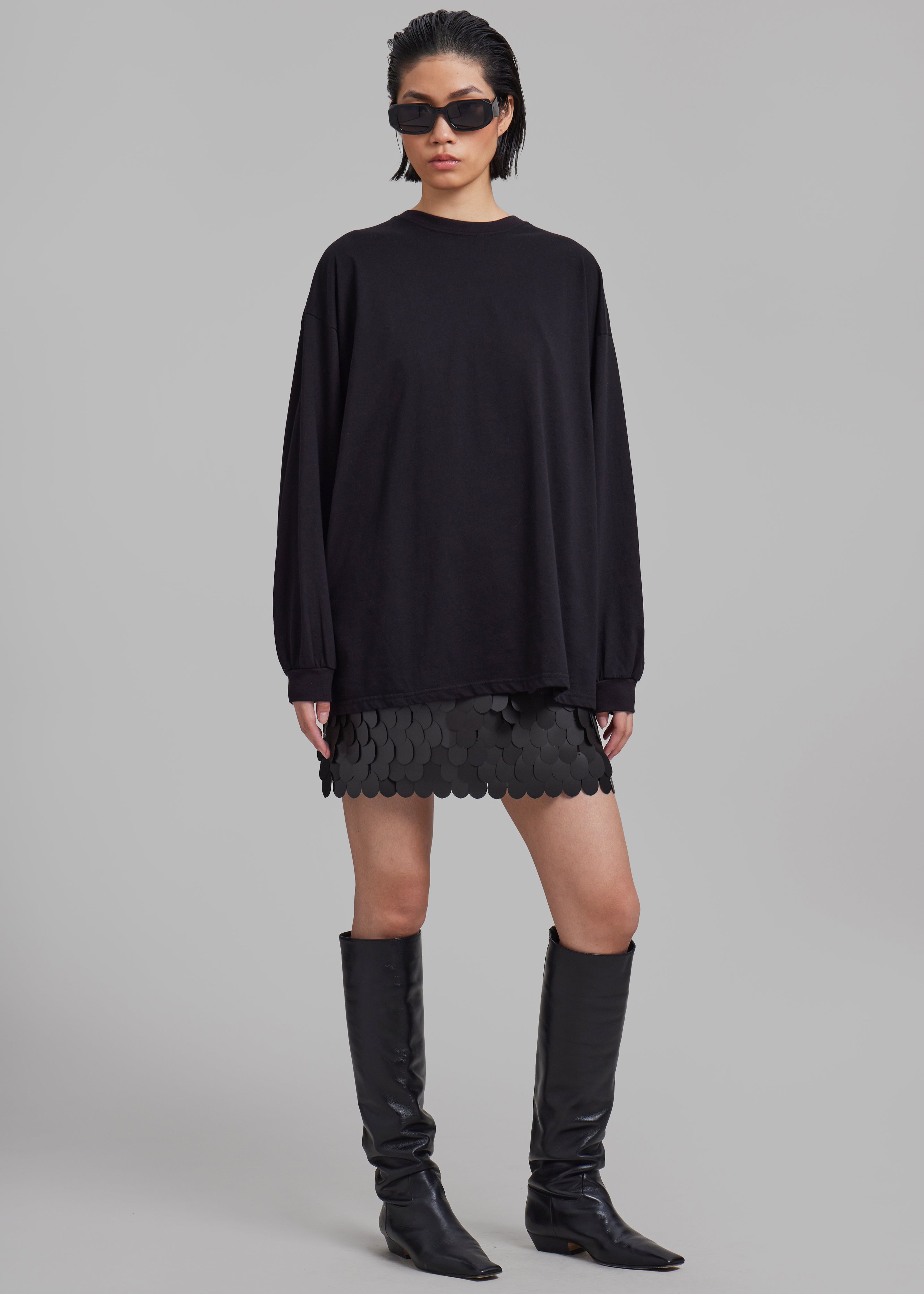 Tommy Boxy Long Sleeves Tee - Black - 1