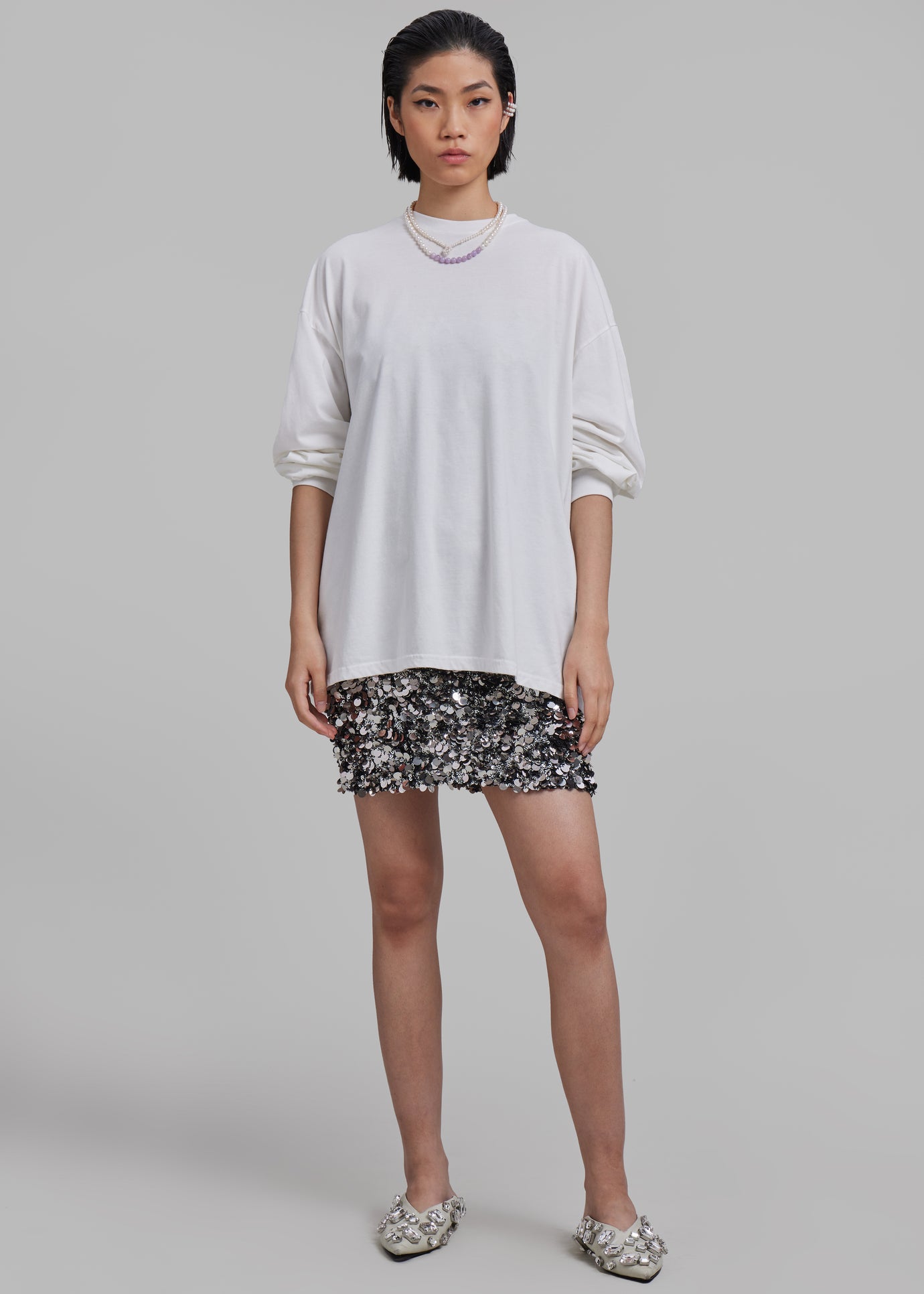 Tommy Boxy Long Sleeves Tee - White - 1
