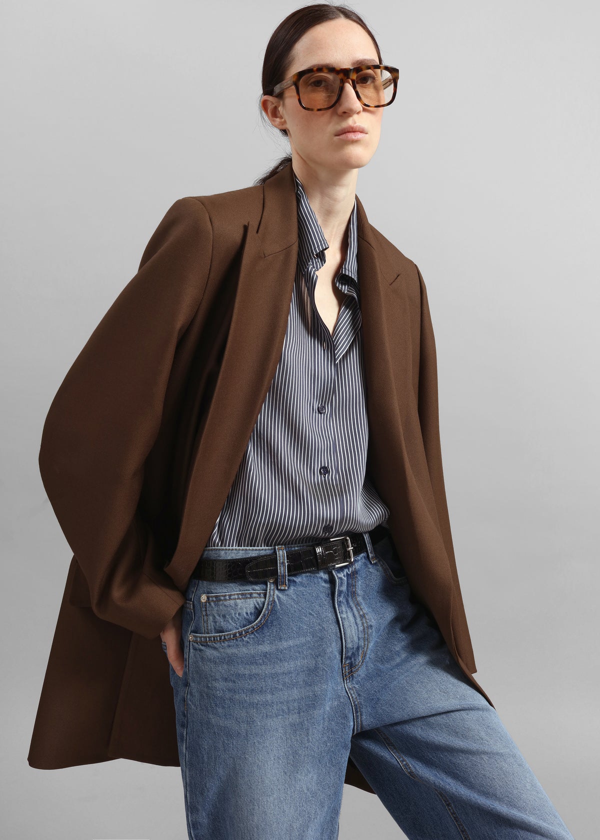 Toni Croc Patent Leather Belt - Black/Silver - 3