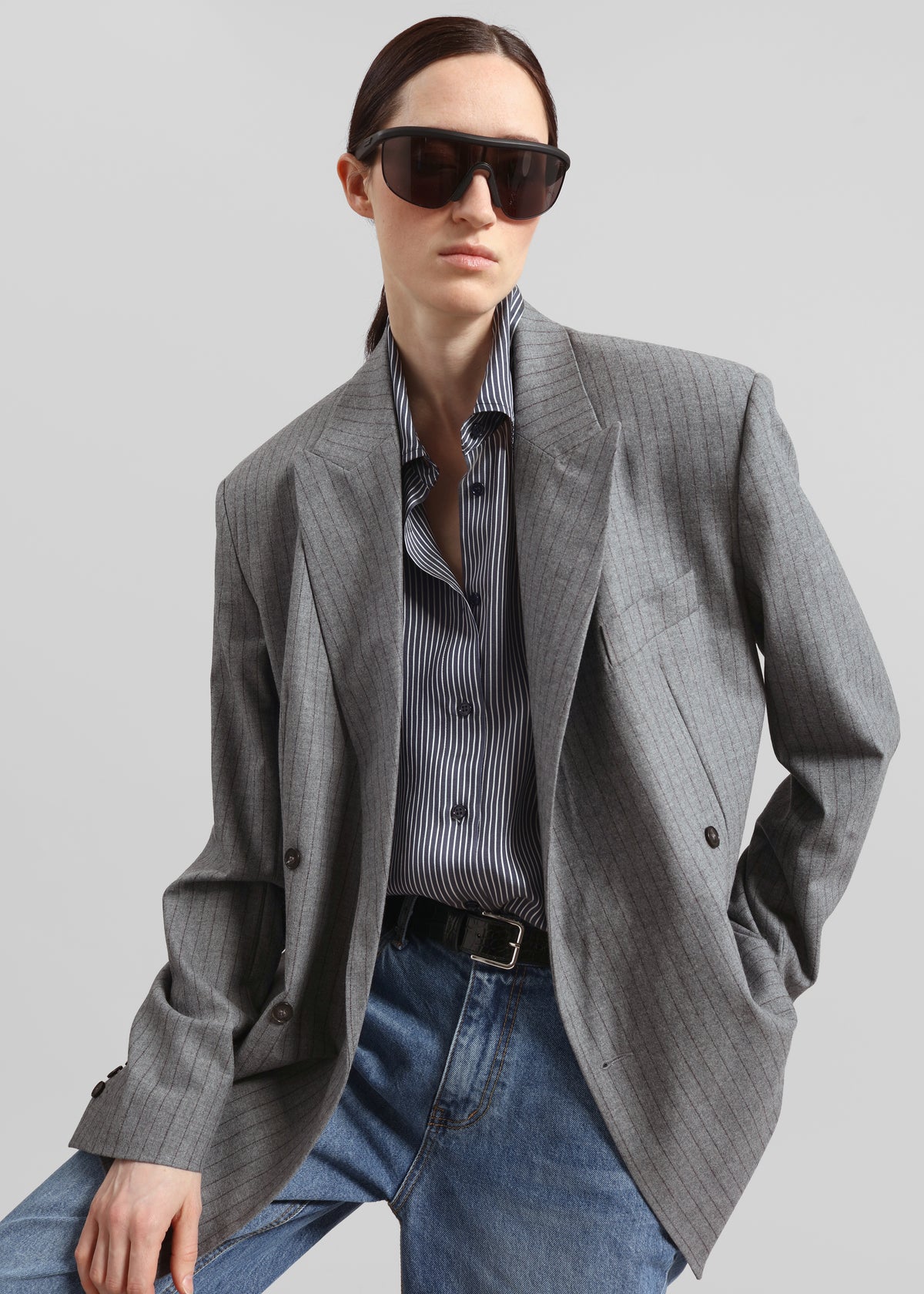 Toni Croc Patent Leather Belt - Black/Silver - 4