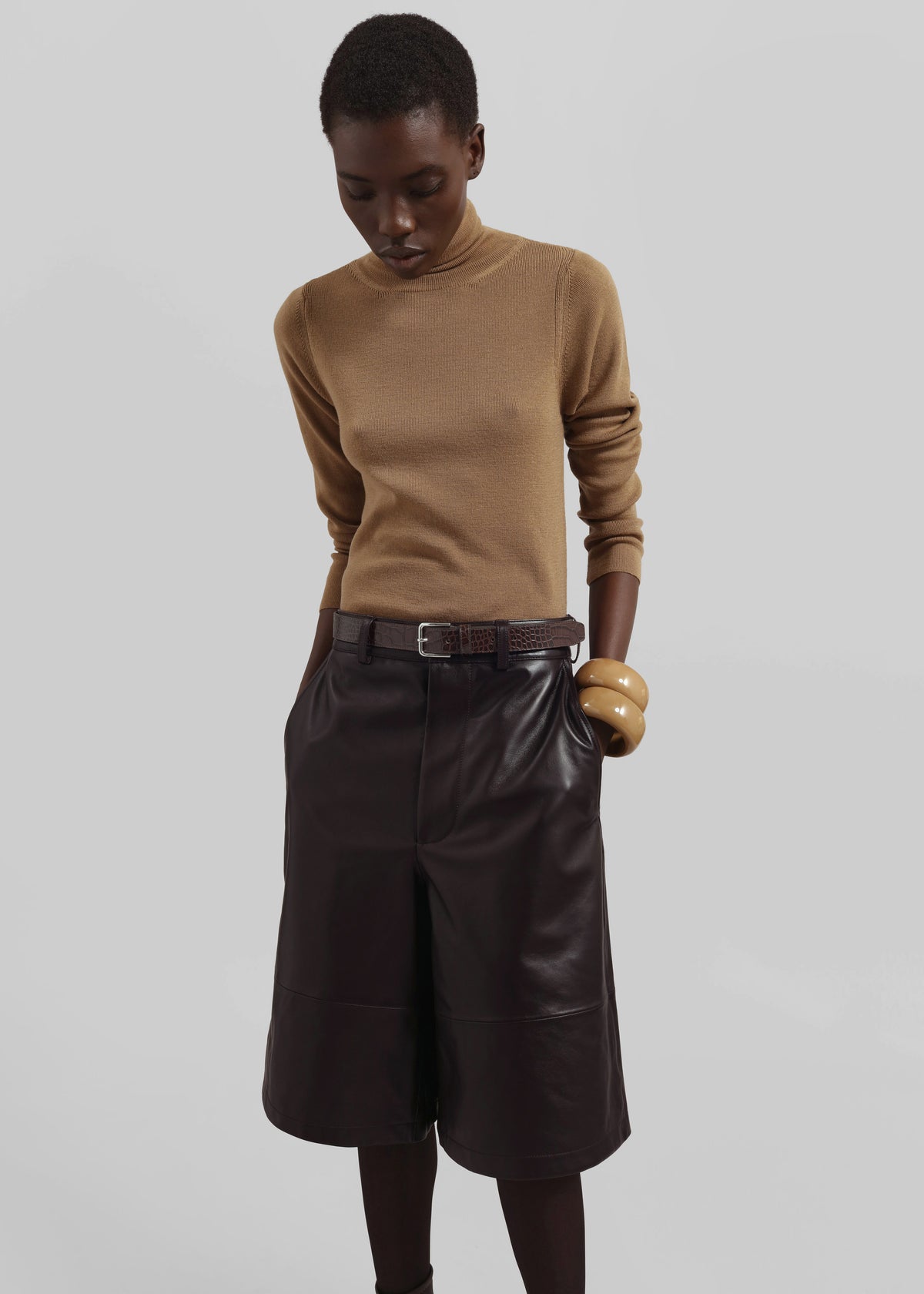 Toni Croc Patent Leather Belt - Brown/Silver