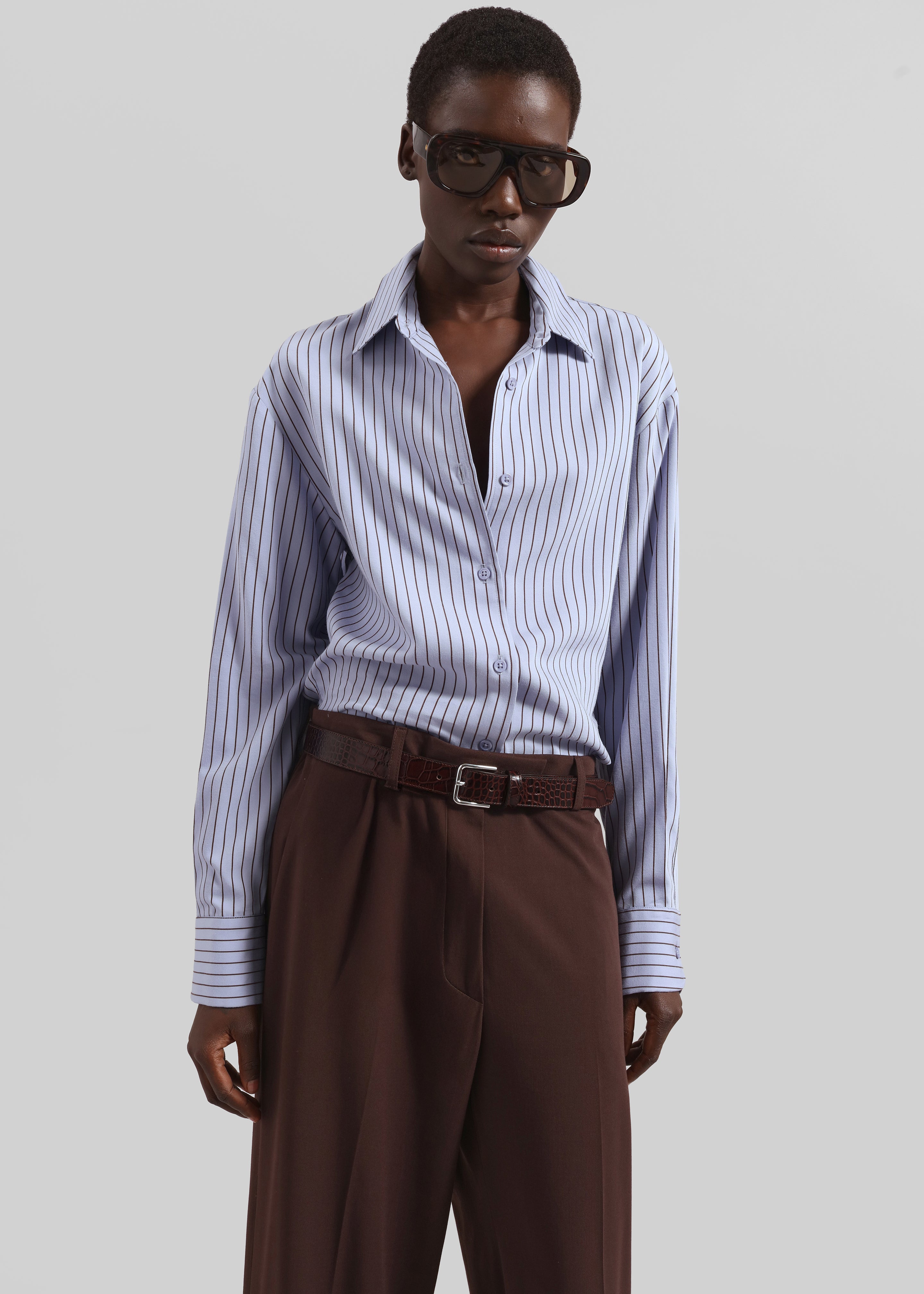 Toni Croc Patent Leather Belt - Brown/Silver - 5