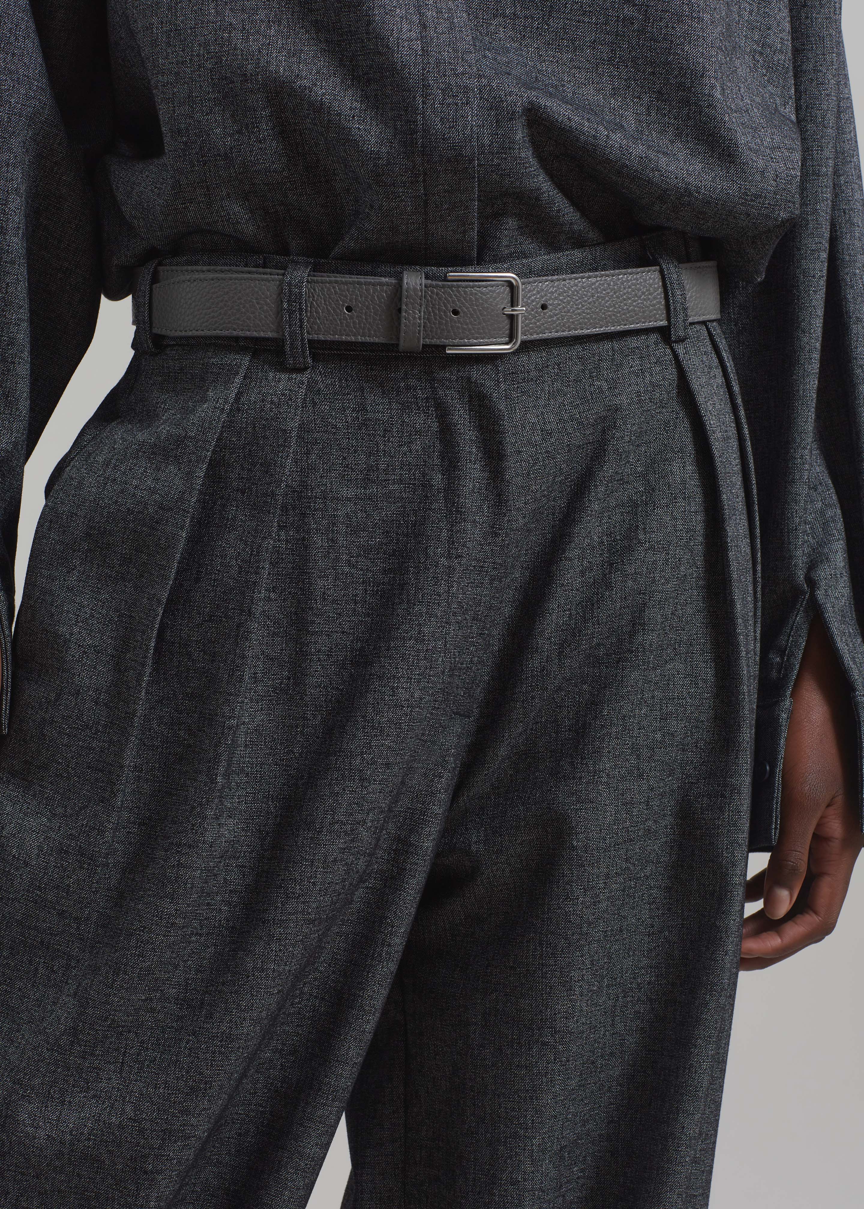 Toni Pebbled Leather Belt - Grey - 2