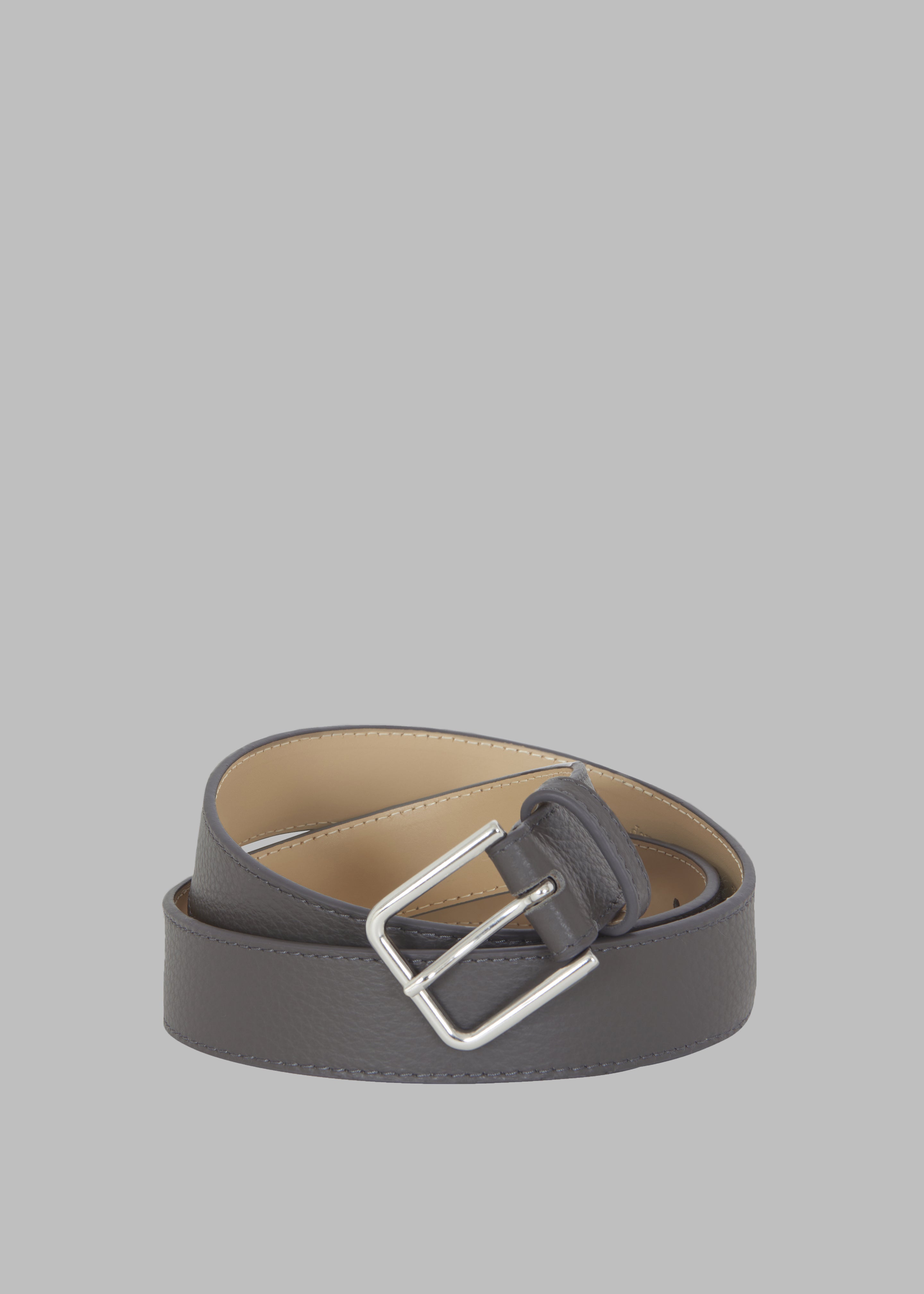 Toni Pebbled Leather Belt - Grey - 1