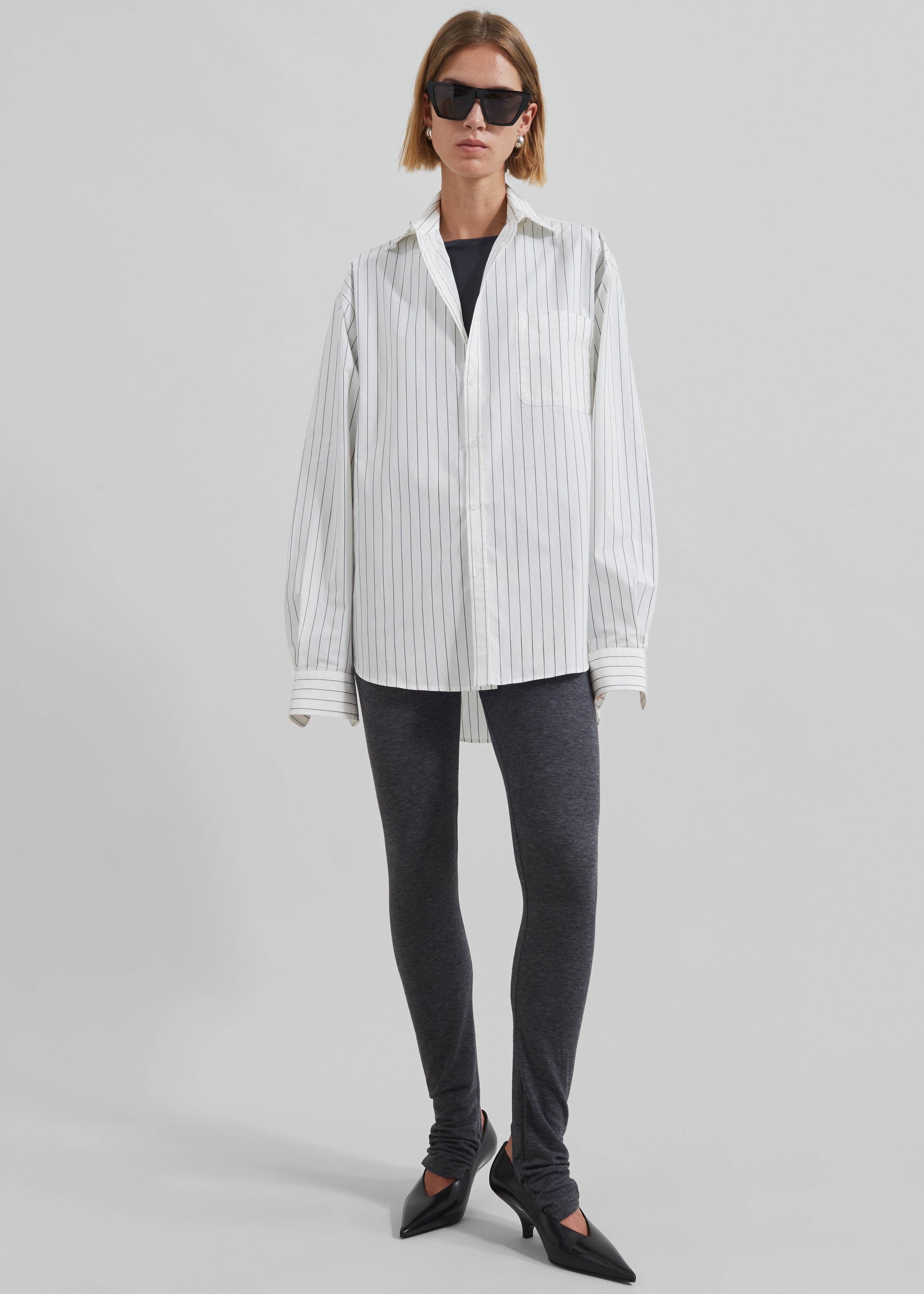 Toria Cotton Shirt - White/Black Stripe - 8