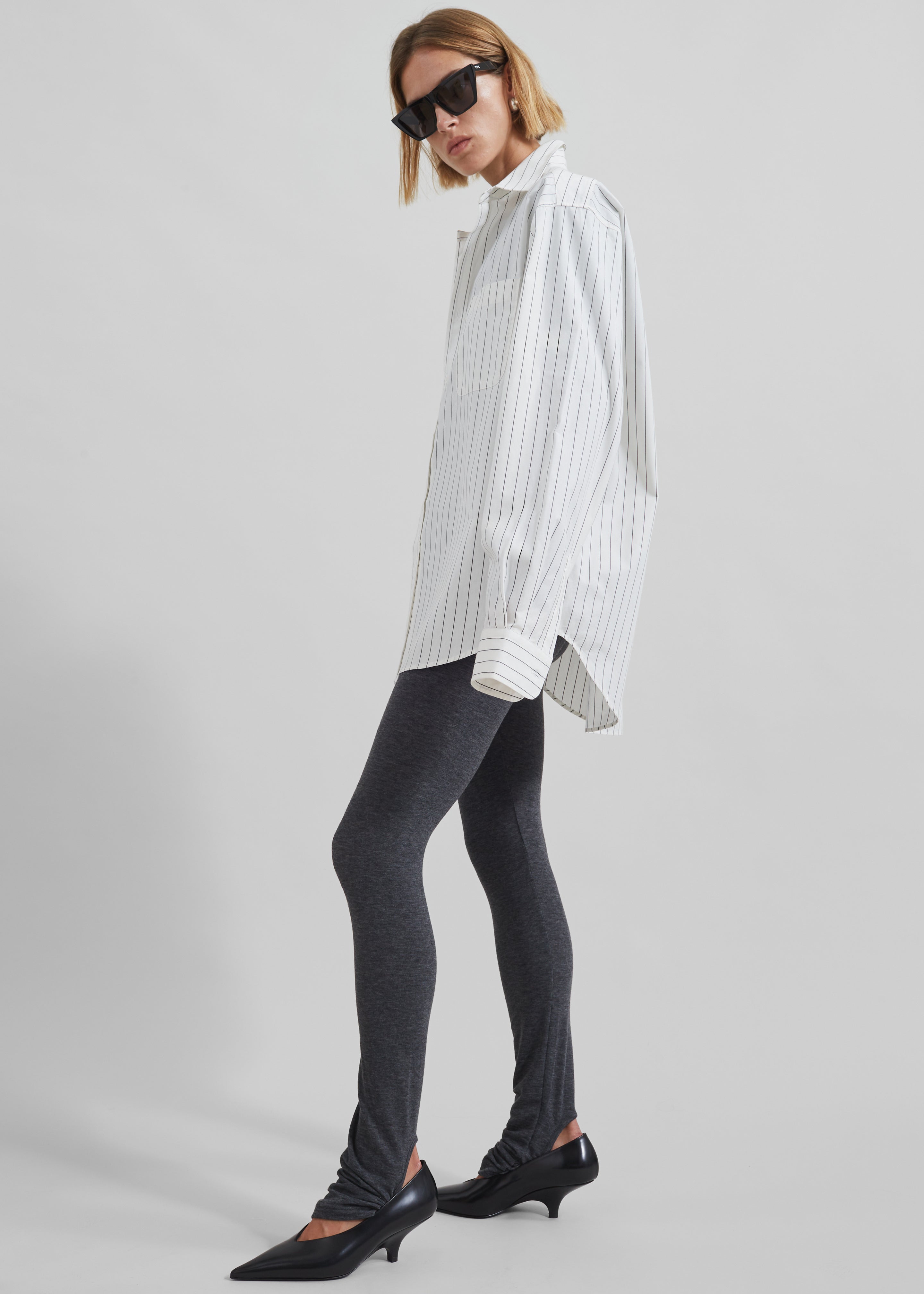 Toria Cotton Shirt - White/Black Stripe - 2