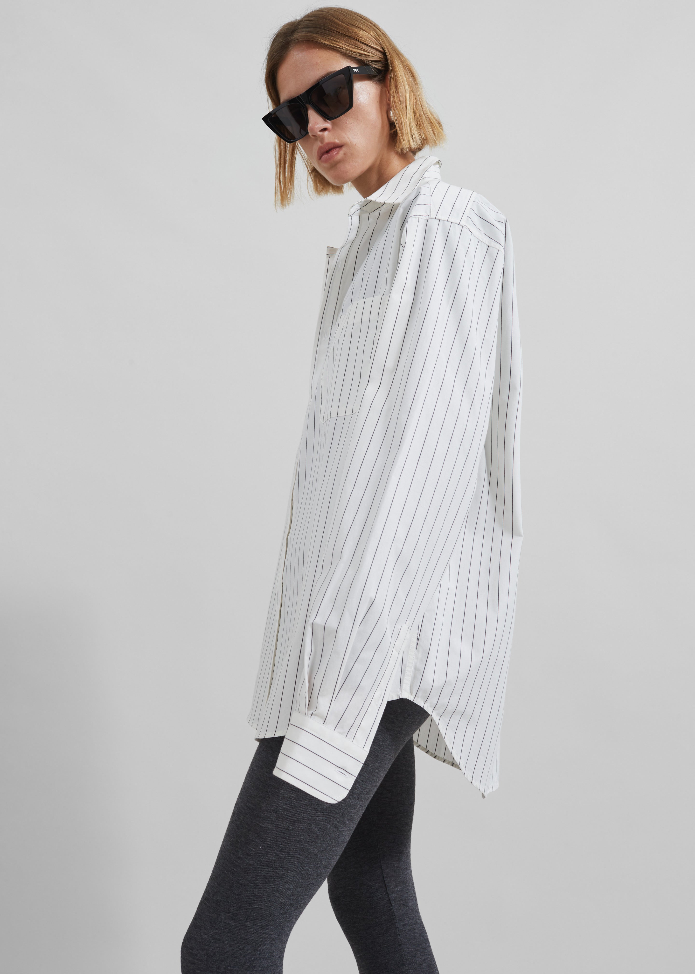 Toria Cotton Shirt - White/Black Stripe - 9